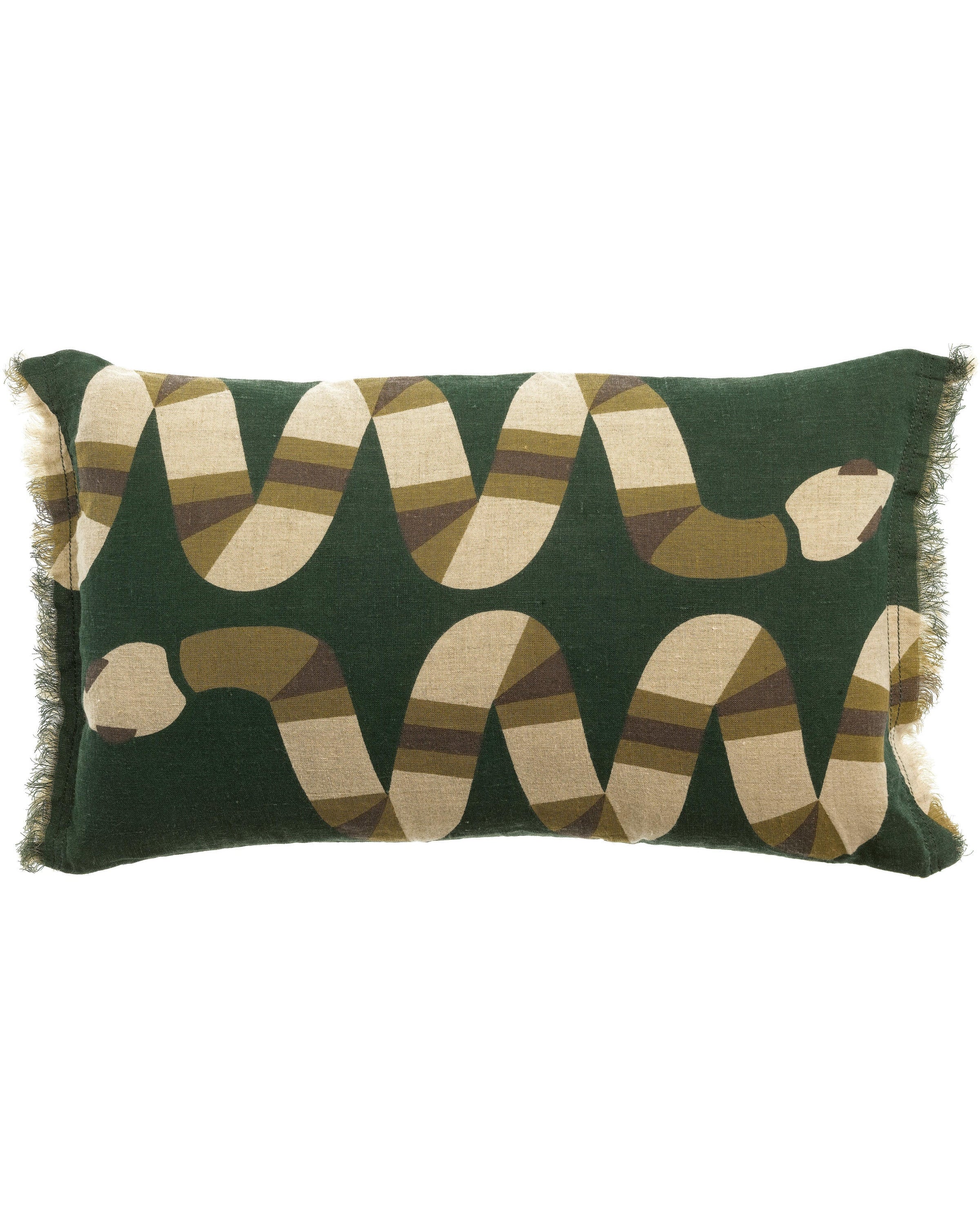 Yoka - Cuscino in lino verde scuro, 30 X 50