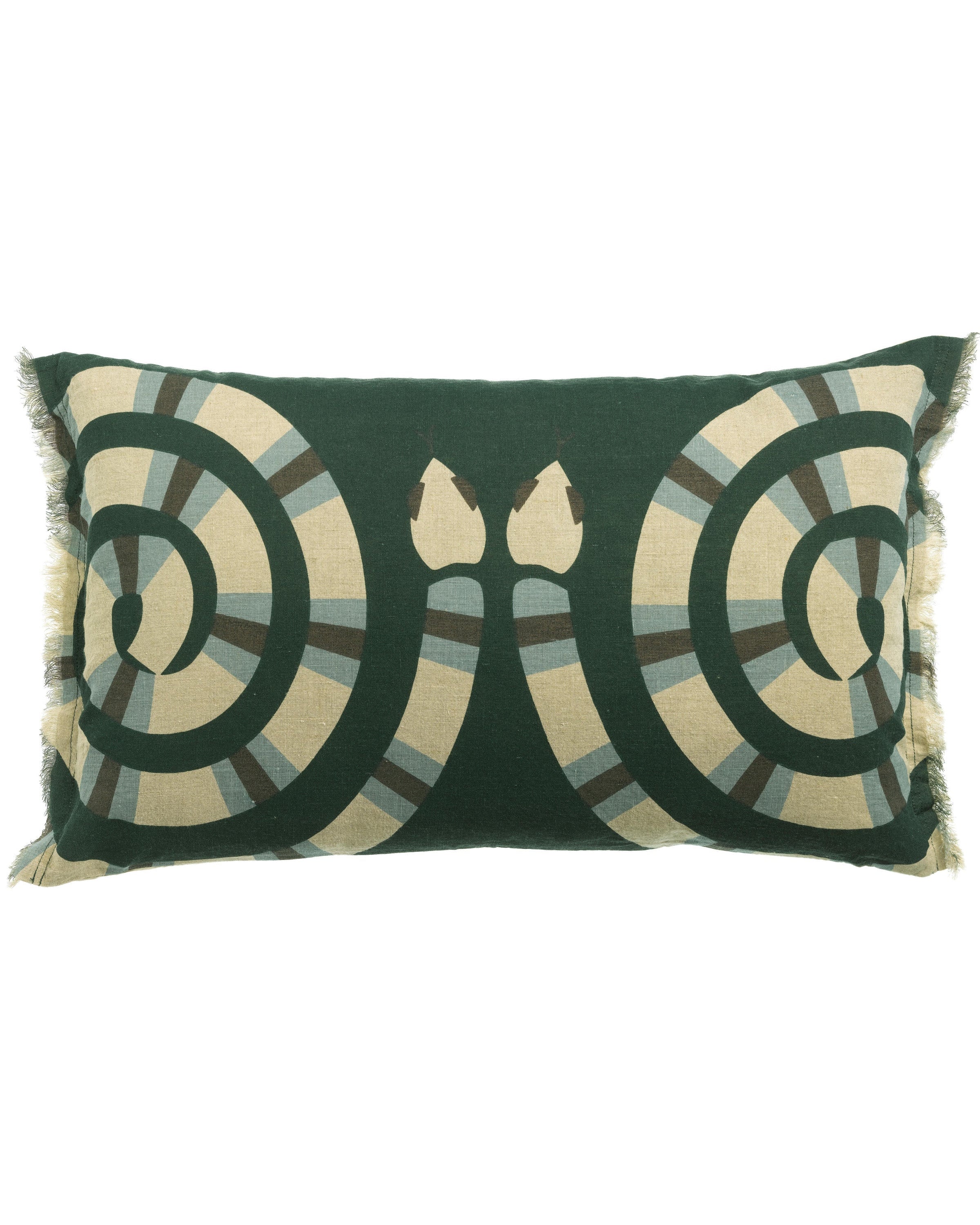 Yoka - Cuscino in lino verde scuro, 40 X 65