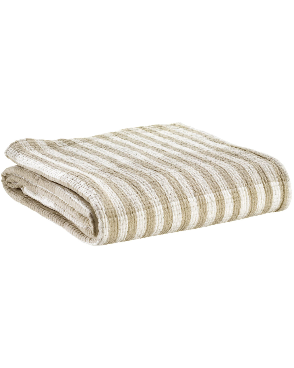 Calista - Plaid a righe beige, 137 X 180