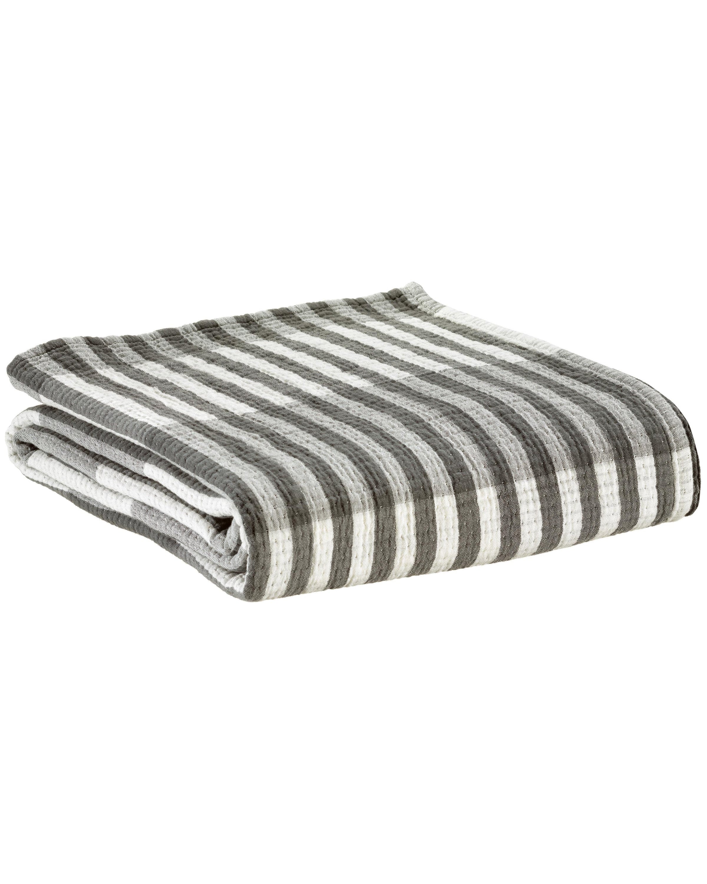 Calista - Plaid a righe grigio cenere, 137 X 180