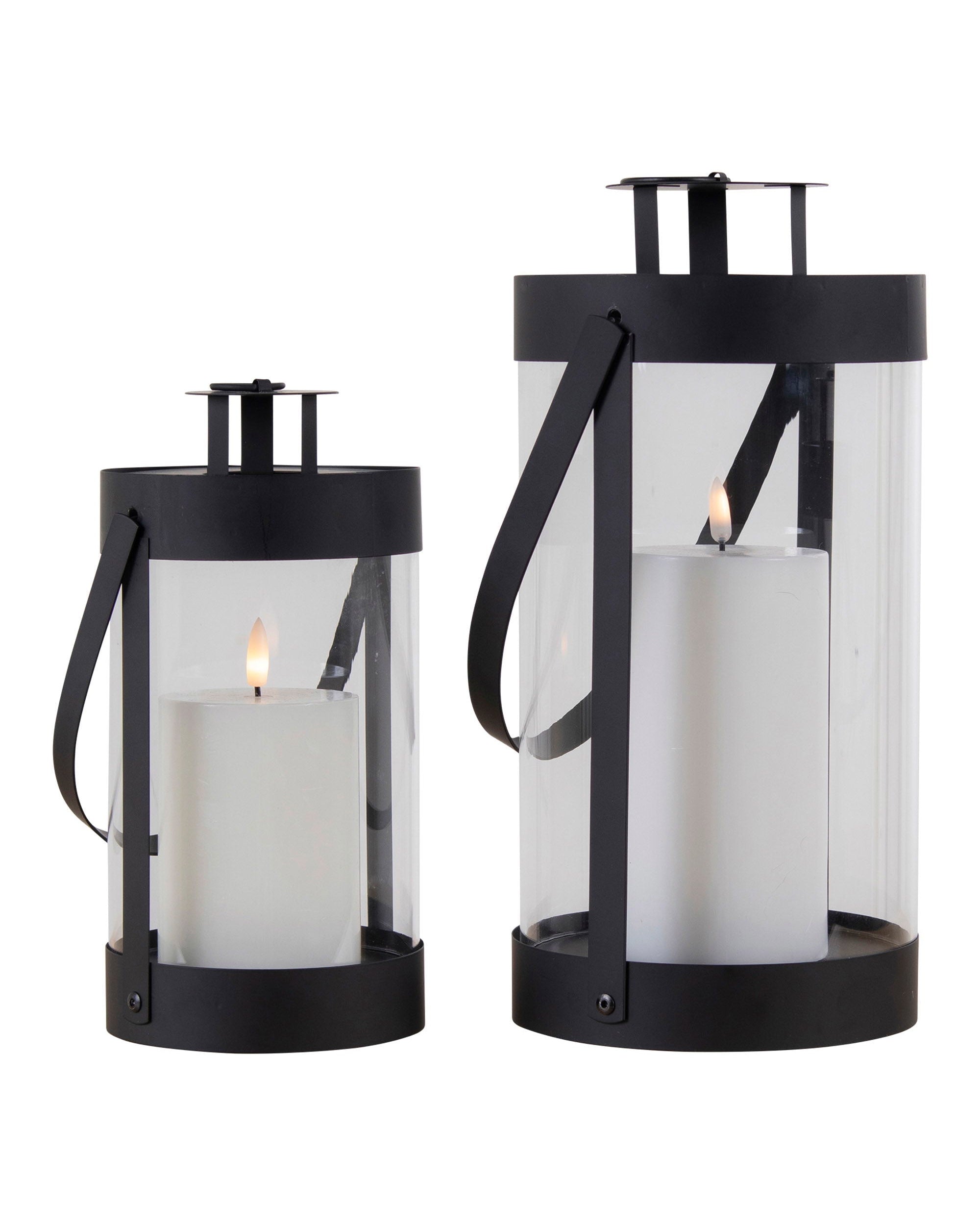 Bondi  - Set 2 Lanterne in acciaio e vetro, nere