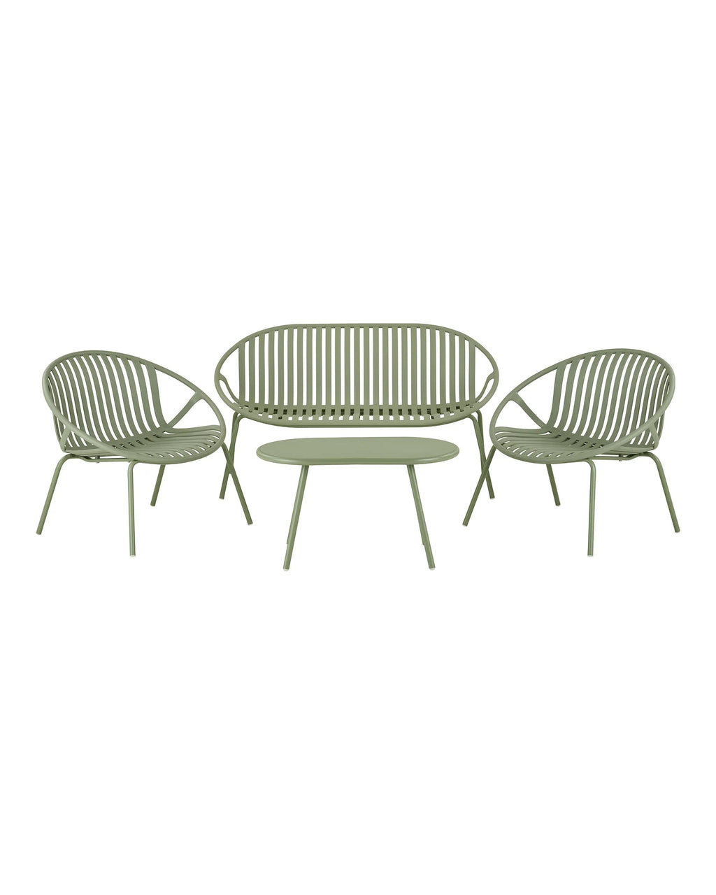 Saly - set da giardino in polipropilene e acciaio, verde