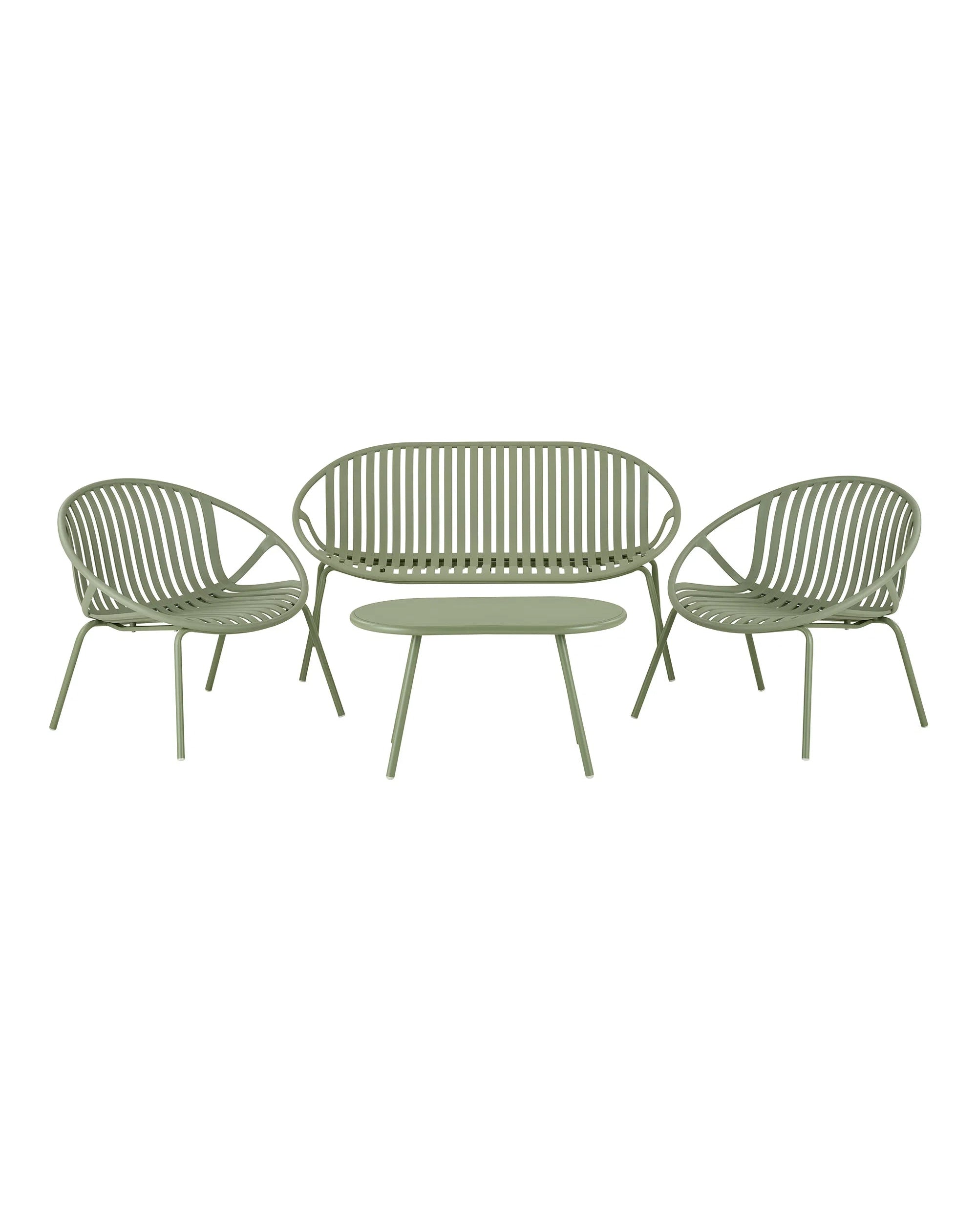 Saly - set da giardino in polipropilene e acciaio, verde