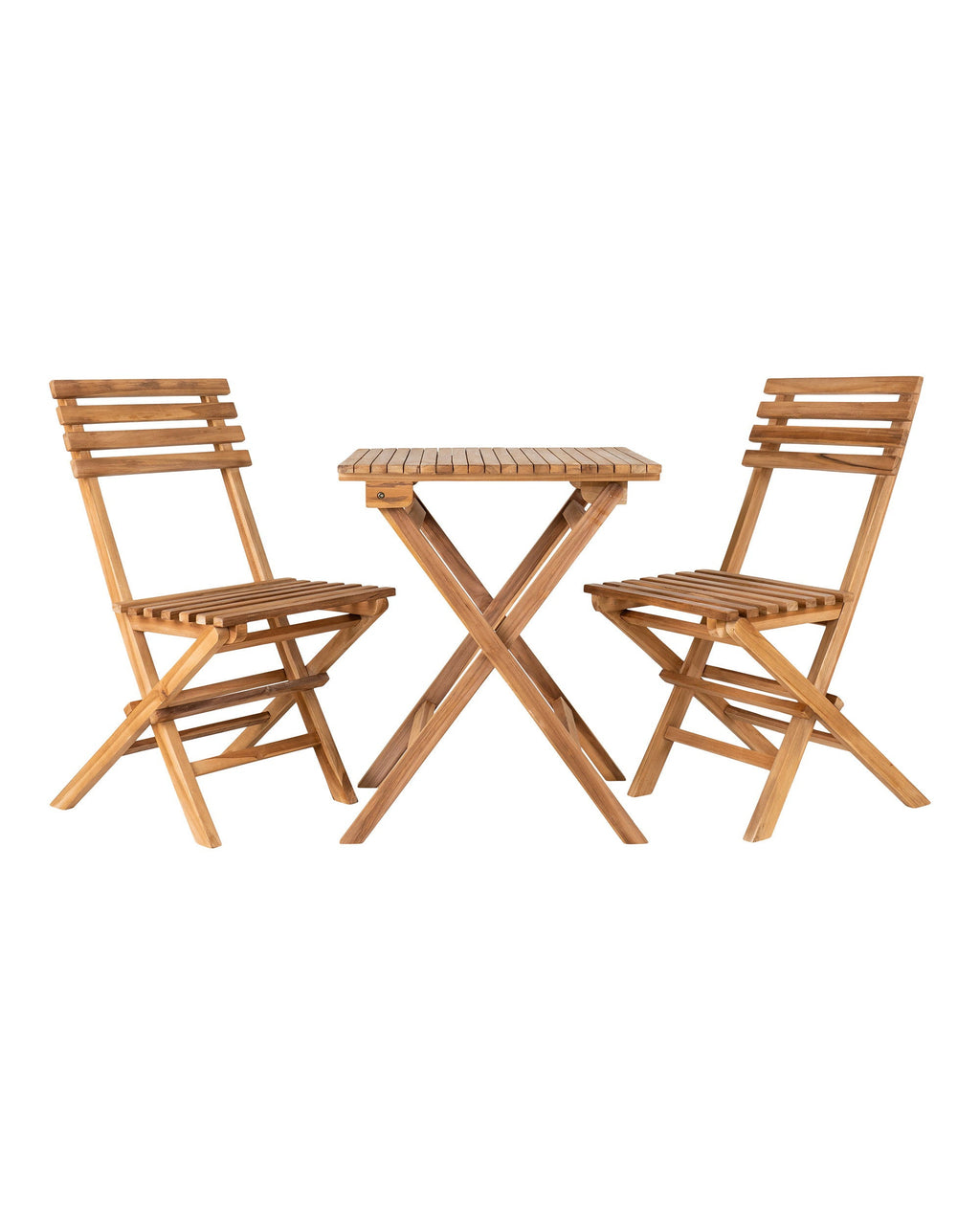 Cuenca - set da caffè, 2 sedie e 1 tavolo, teak, naturale