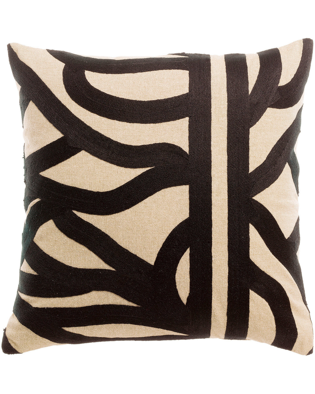 Ezia - Cuscino ricamato nero,  45 X 45