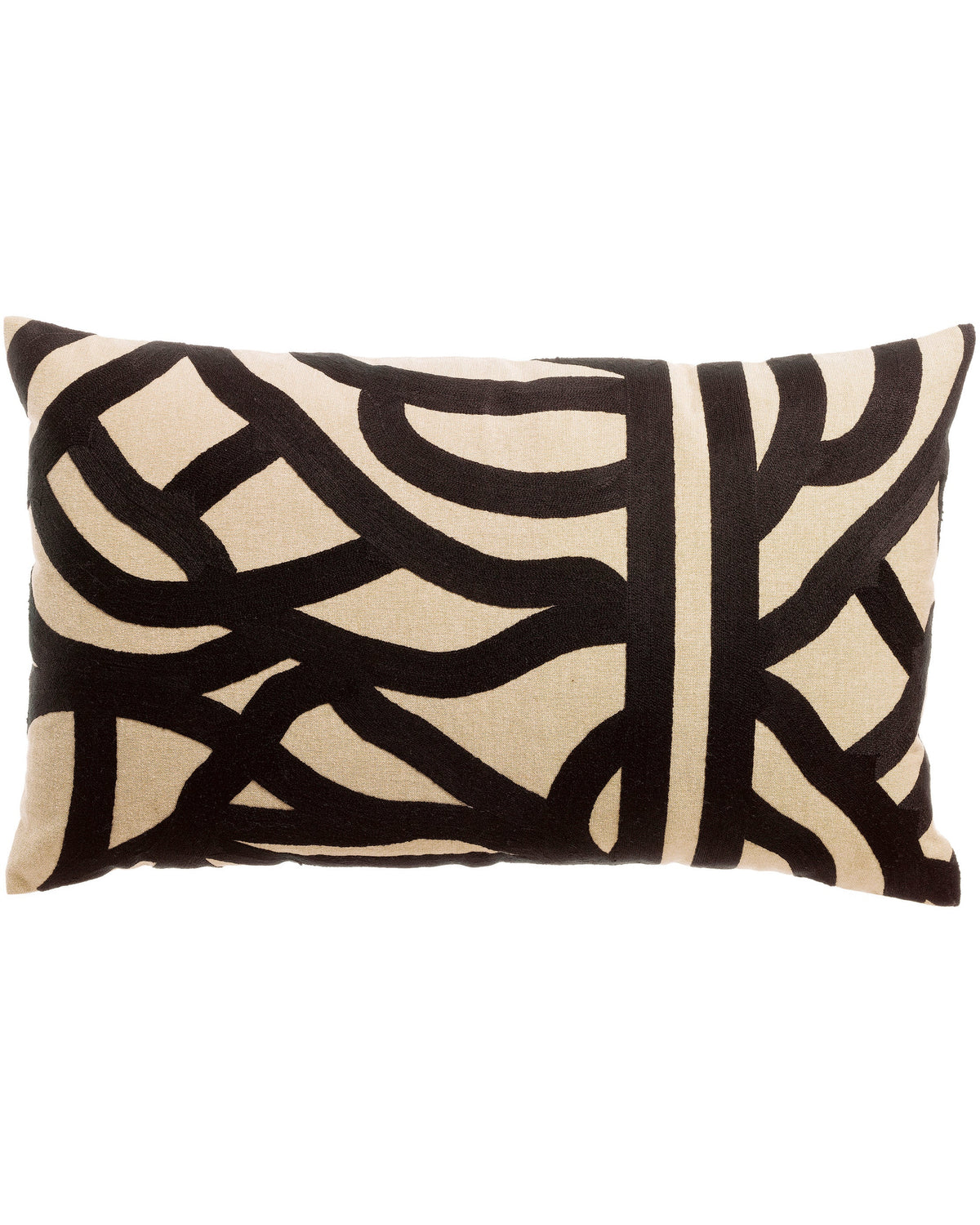 Ezia - Cuscino ricamato nero, 40 X 65