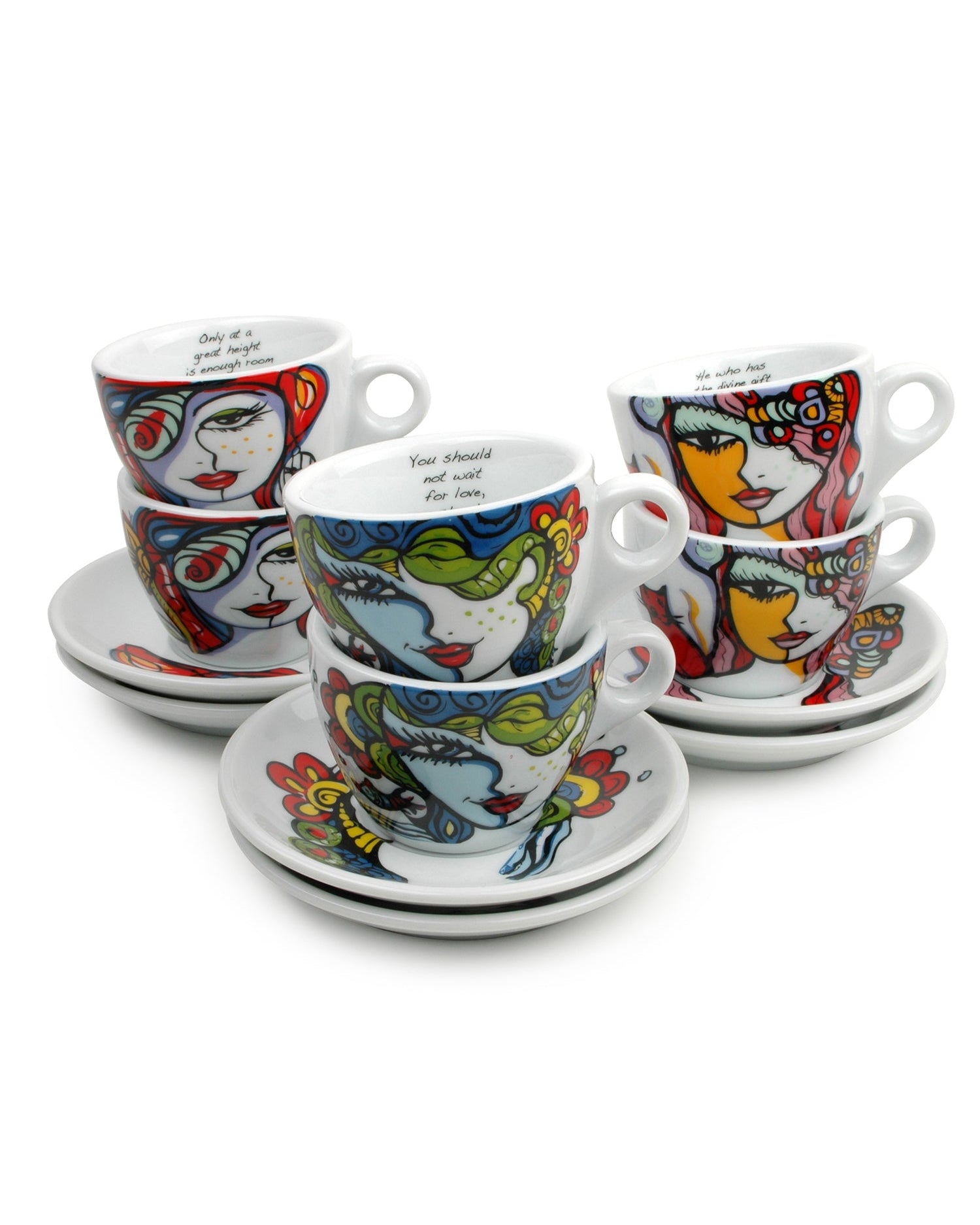 Josien Broeren - set da 6 Tazze 19 cl con piattino