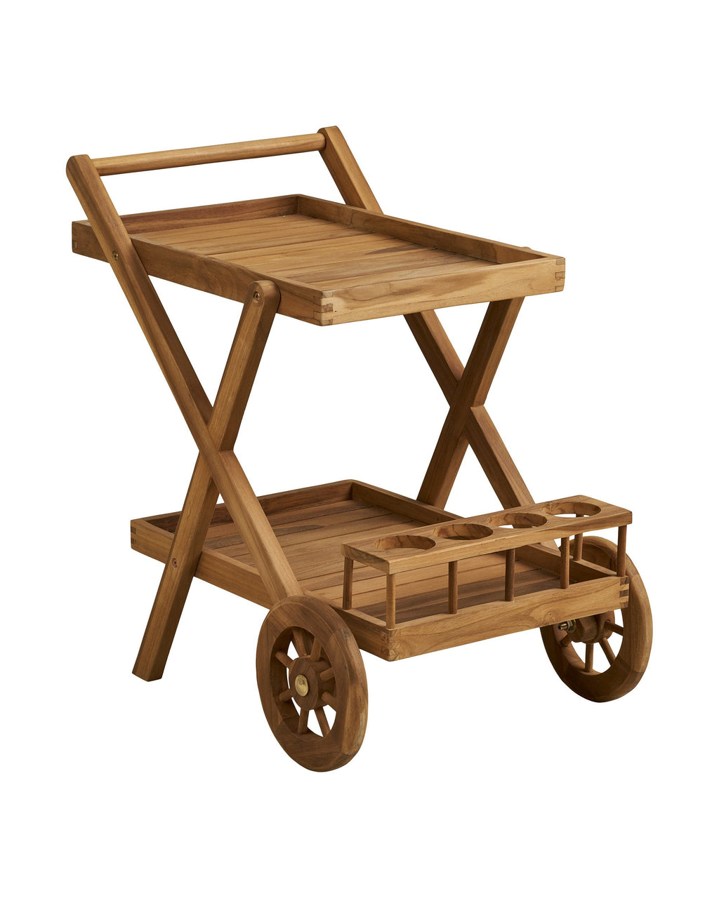 Pasaku - Carrello bar, in legno di teak, naturale, 86x50x81 cm