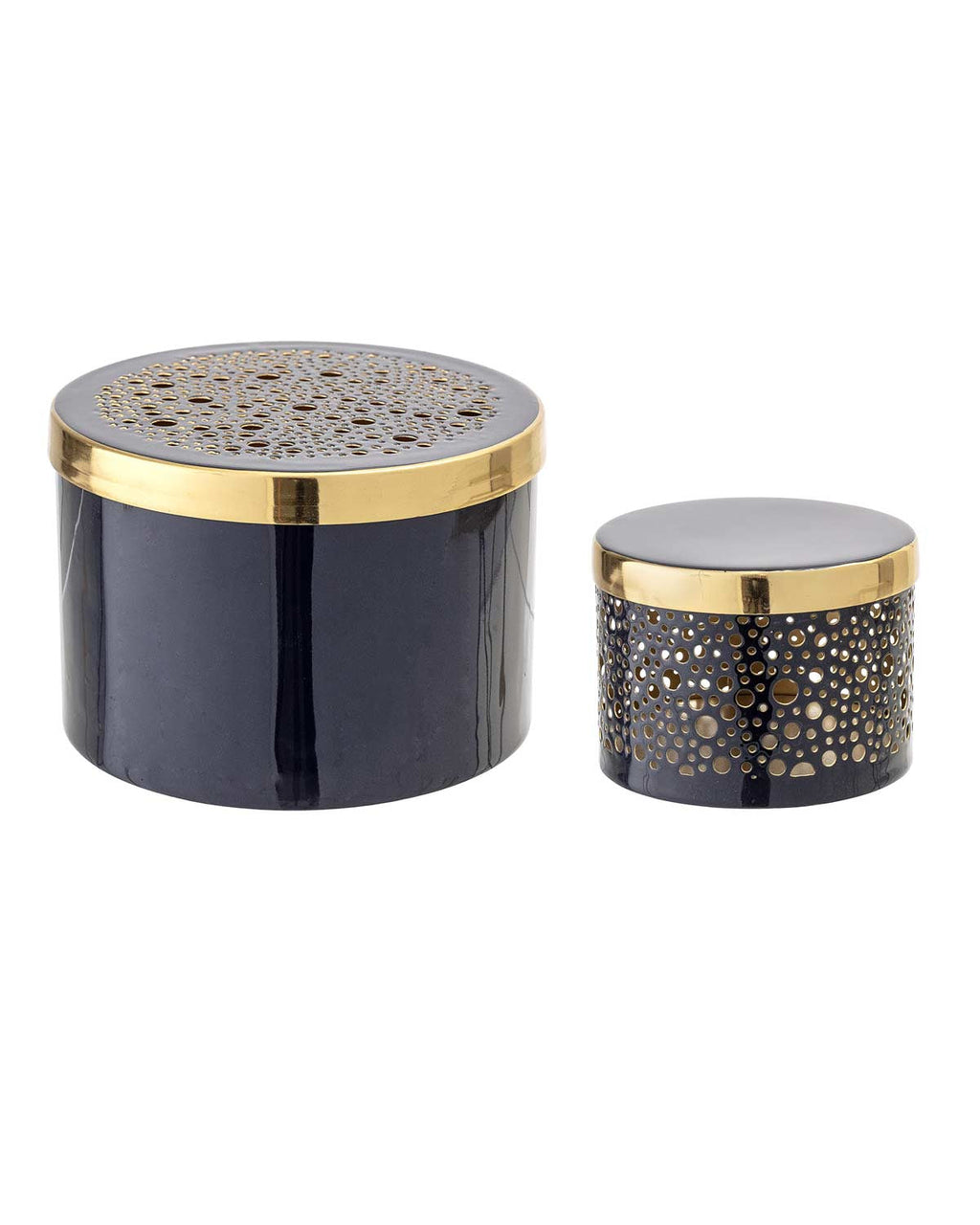 Durga - Coppia di barattoli con coperchio in metallo blu