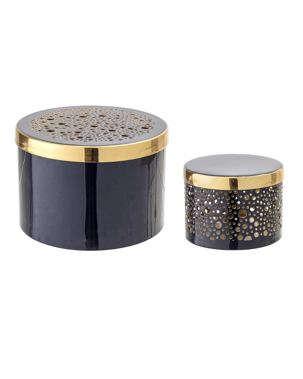 Durga - Coppia di barattoli con coperchio in metallo blu