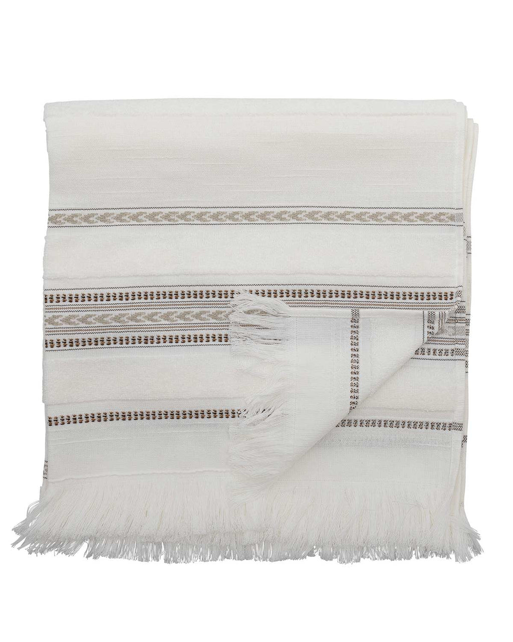 Lovina - Asciugamano doccia bianco con frange e ricami