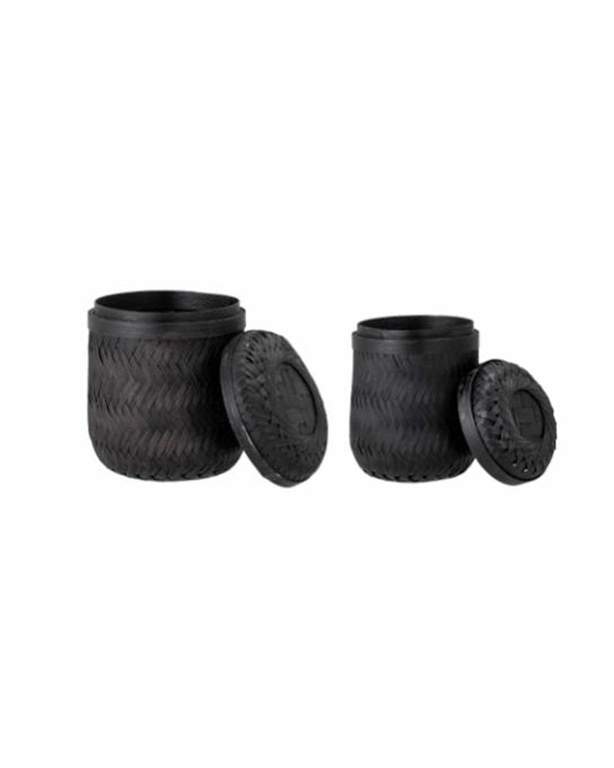 Jun - coppia di cestini in bamboo nero