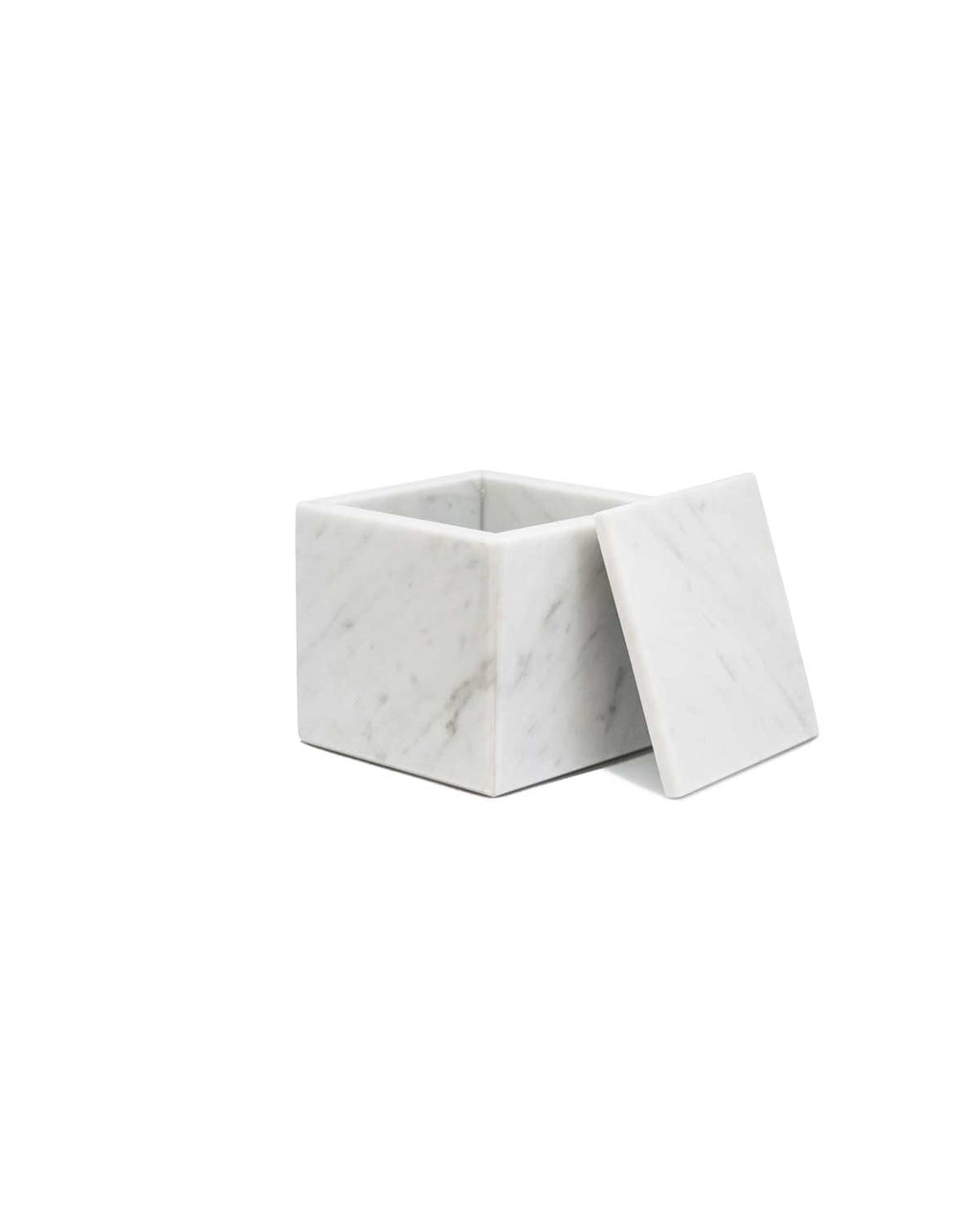 Squared - Contenitore con coperchio in marmo bianco