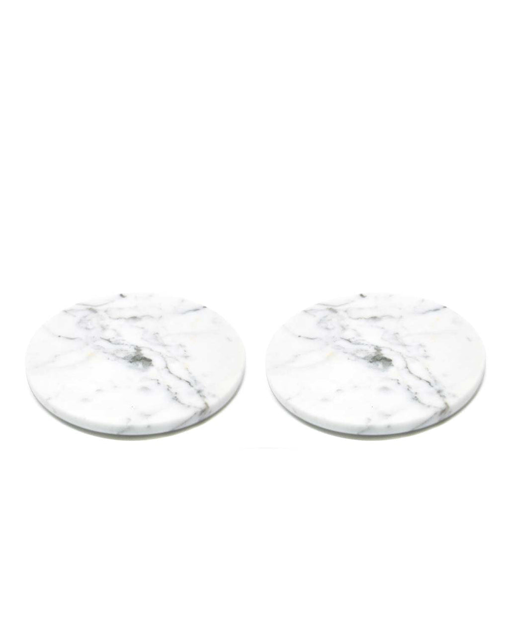 Round - Set due sottobicchieri in marmo bianco