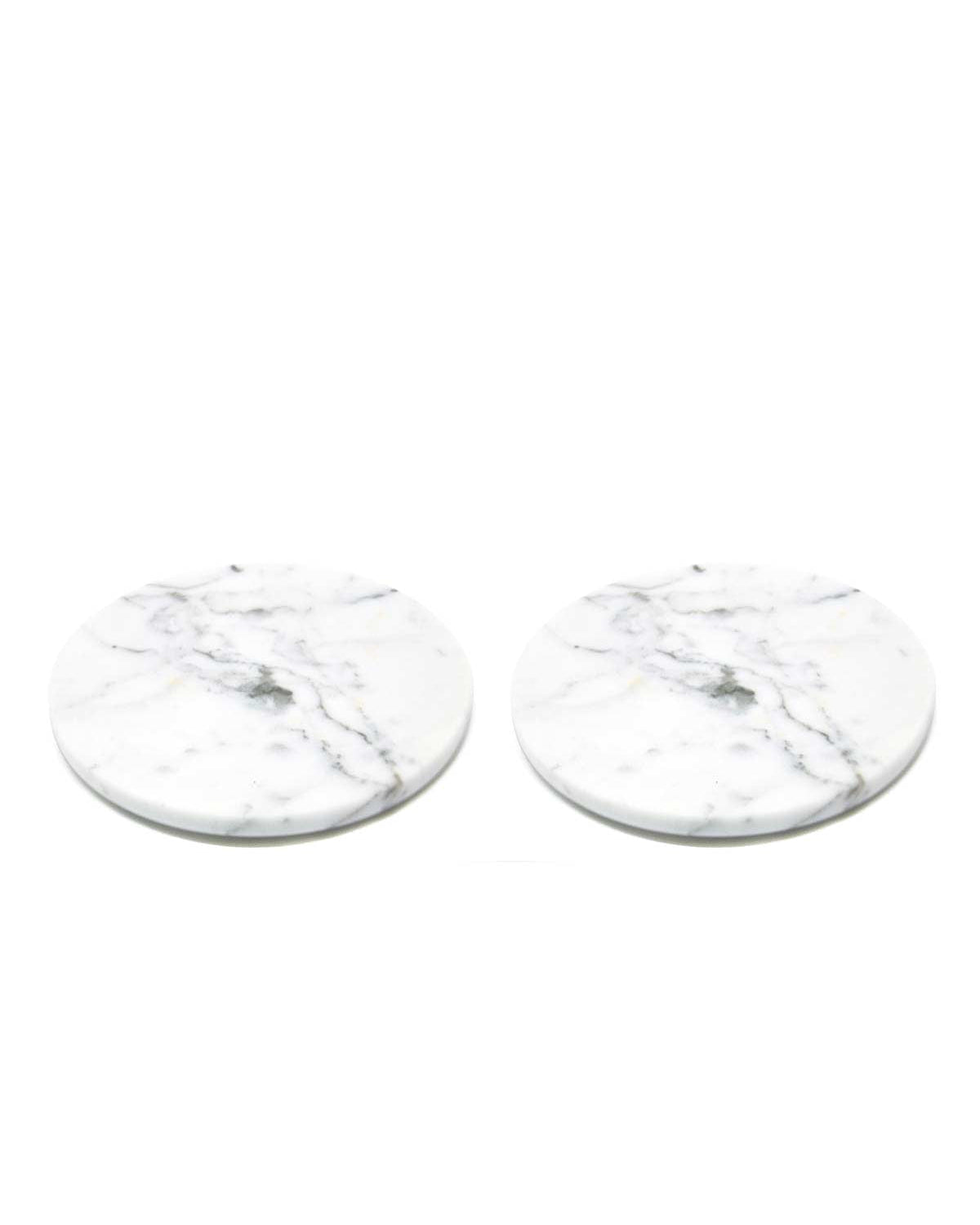 Round - Set due sottobicchieri in marmo bianco