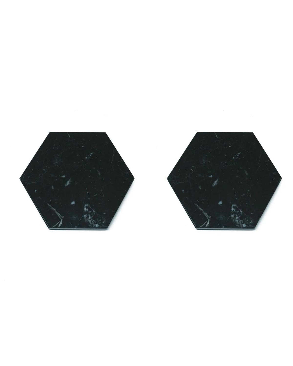 Set due sottobicchieri esagonali in marmo nero