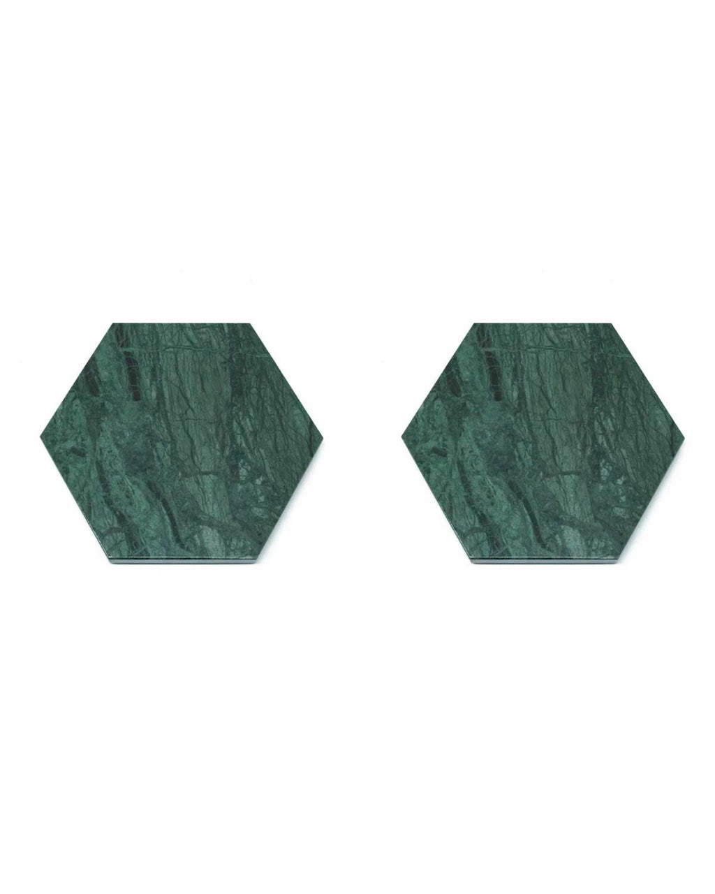 Set due sottobicchieri esagonali in marmo verde