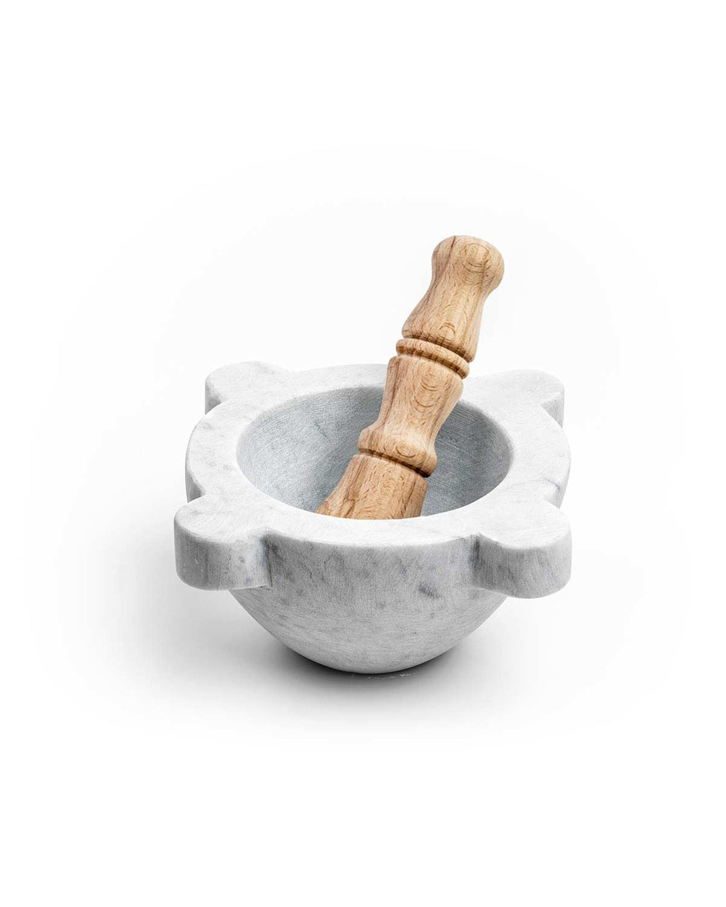 Mortaio in marmo di Carrara con pestello in legno