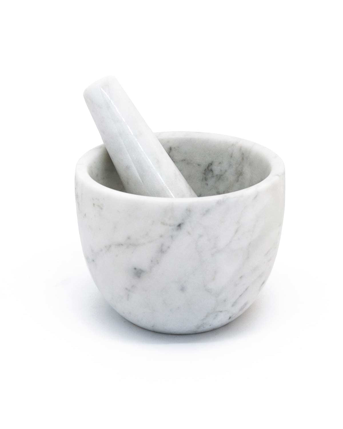 Mortaio e pestello in marmo di Carrara bianco