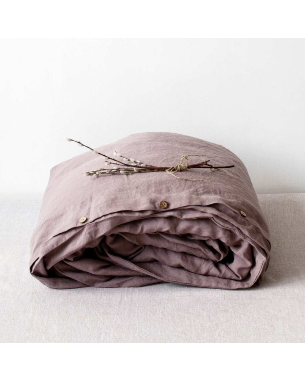 Ashes of roses - set copripiumino in lino color rosa antico scuro + federe