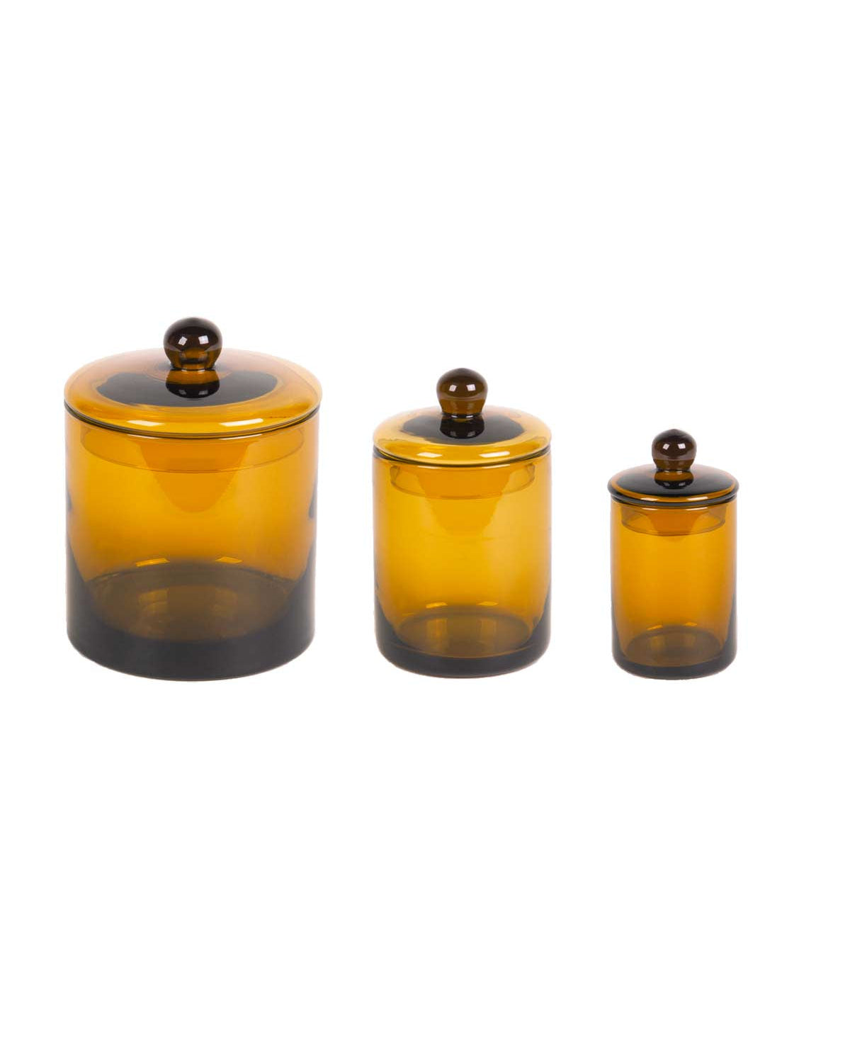 Mika - set 3 barattoli in vetro giallo ambra