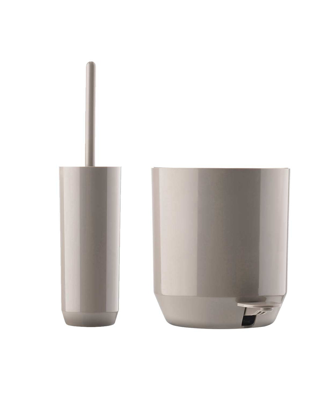 SUII - set pattumiera e scopino wc grigio tortora lucido