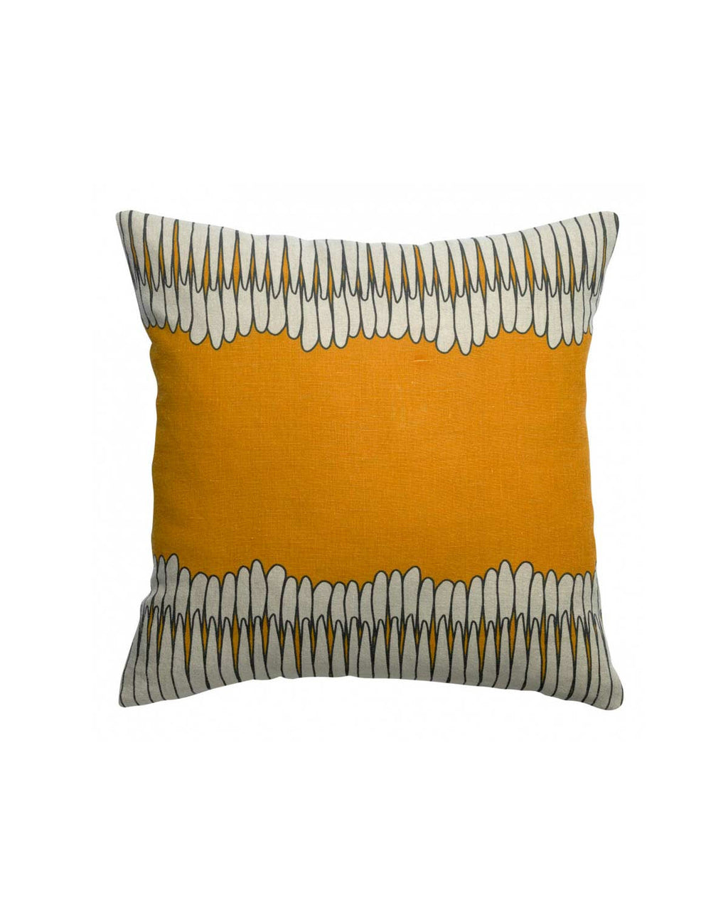 Zeff Mona - Cuscino giallo ocra in lino con stampa fantasia