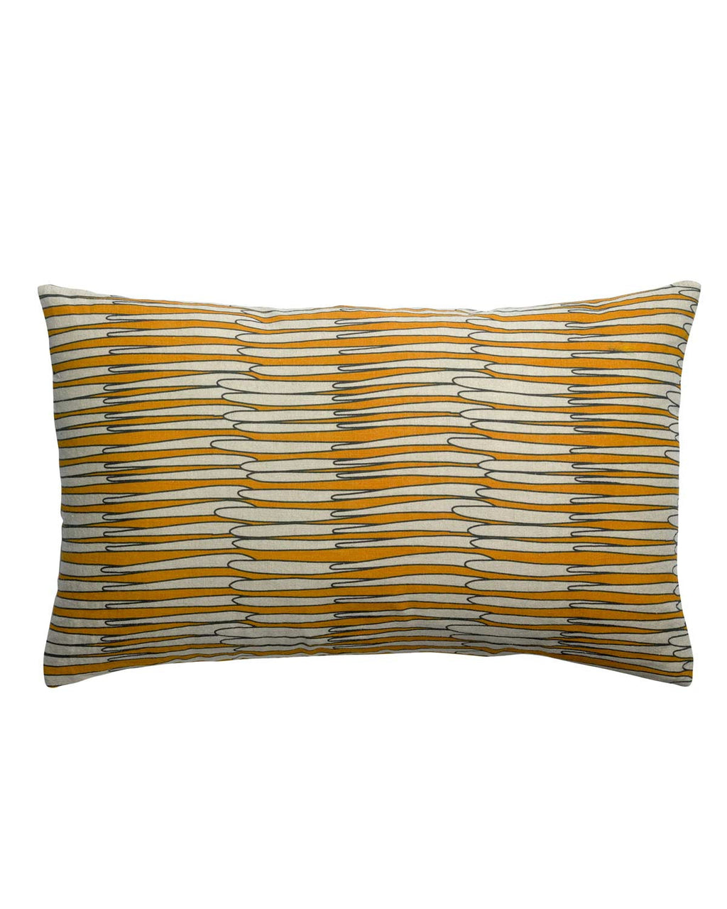 Zeff Mona - Cuscino rettangolare giallo ocra in lino, stampa fantasia