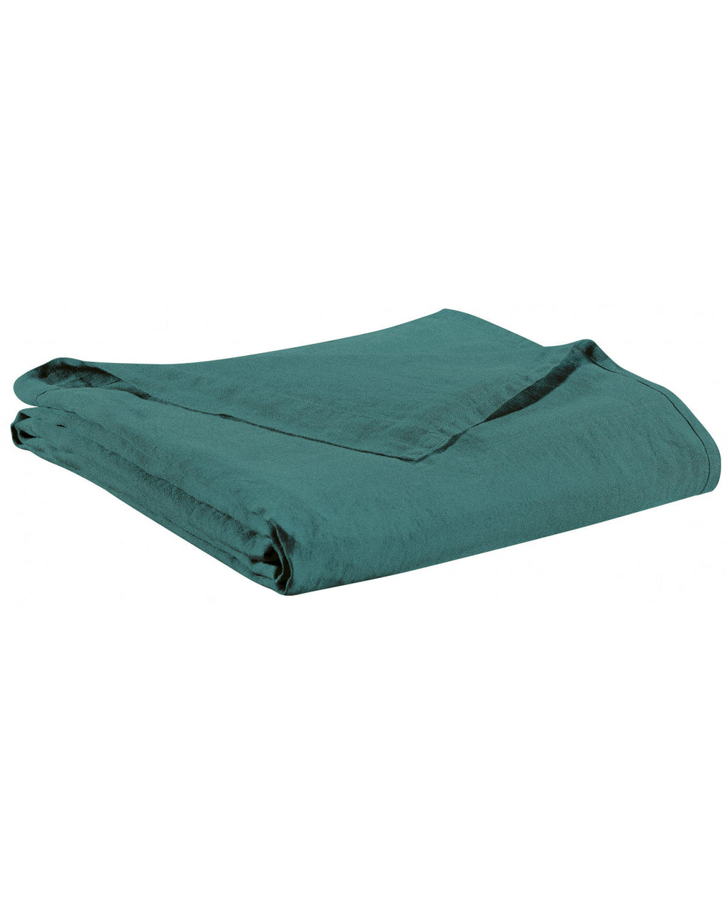 Zeff - Lenzuolo piatto in lino stonewashed verde prussia, 240 X 300