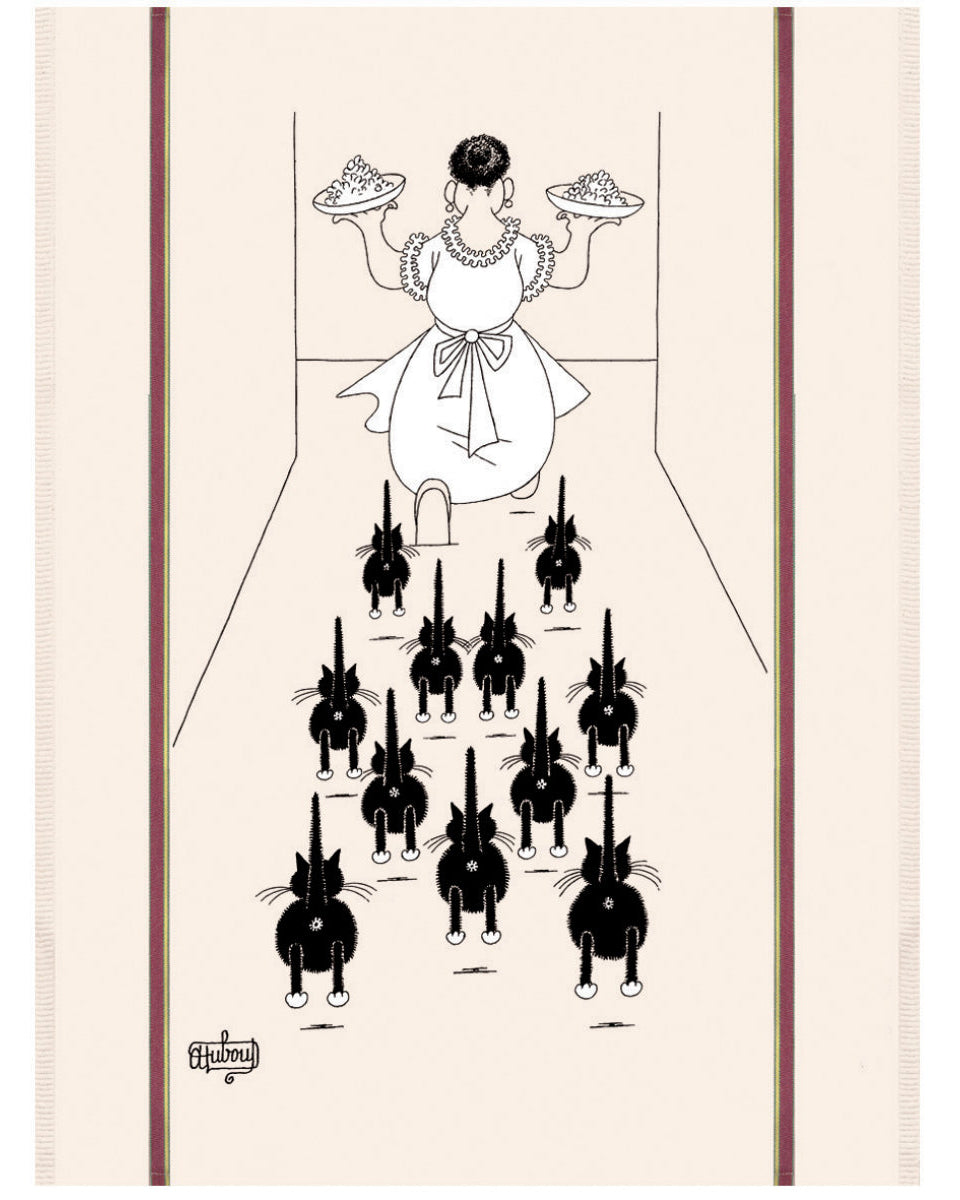 Dubout - Asciugamano da cucina gatti, Ecru 60 X 80