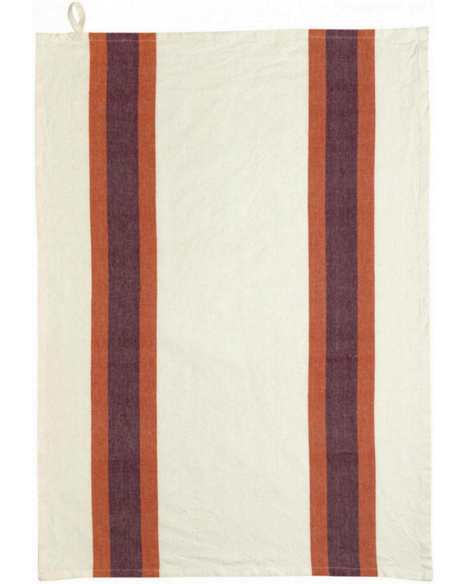 Yuna - strofinaccio in cotone riciclato avorio a righe rosse, 50 X 70