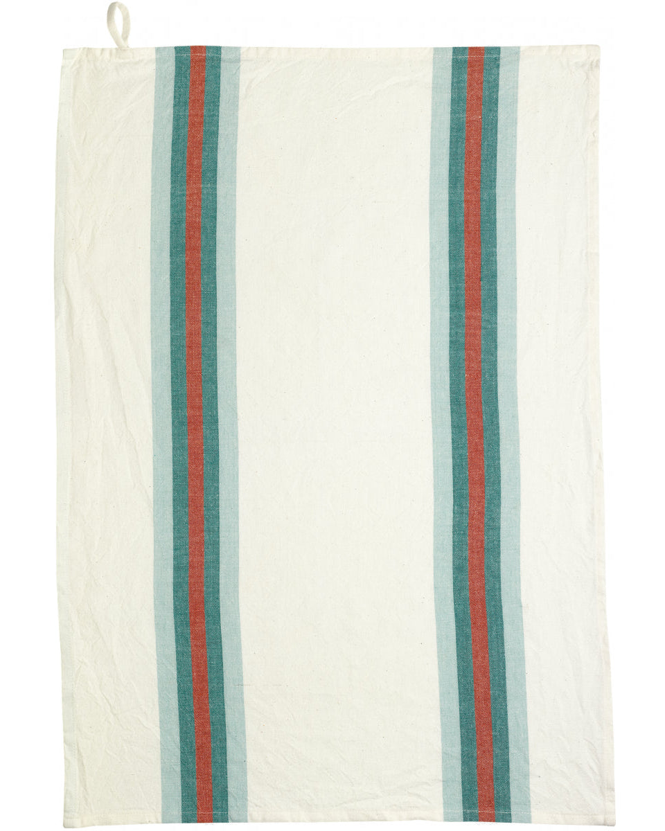 Yuna - strofinaccio in cotone riciclato a righe bianche e verdi,  50 X 70