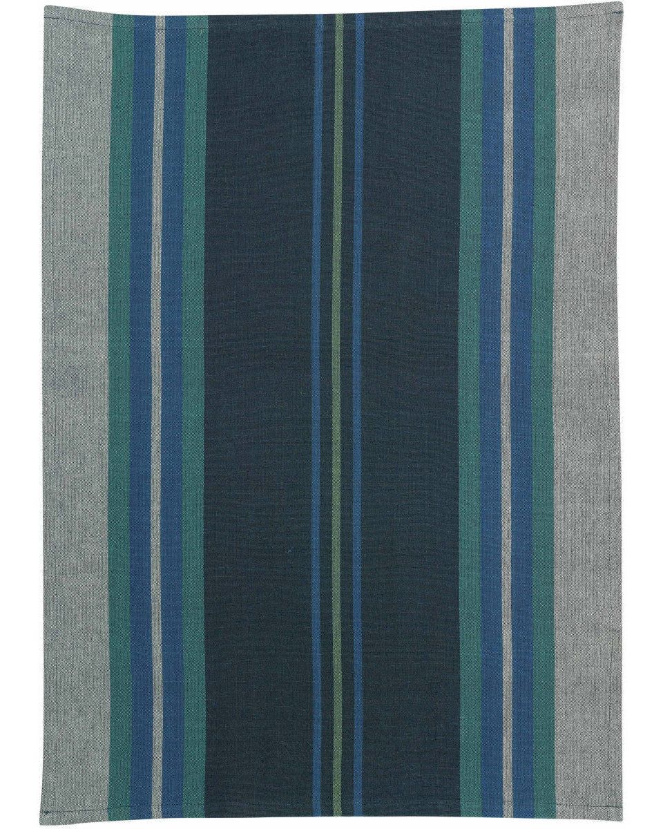 Yuna - Strofinaccio in cotone riciclato a righe blu,  50 X 70