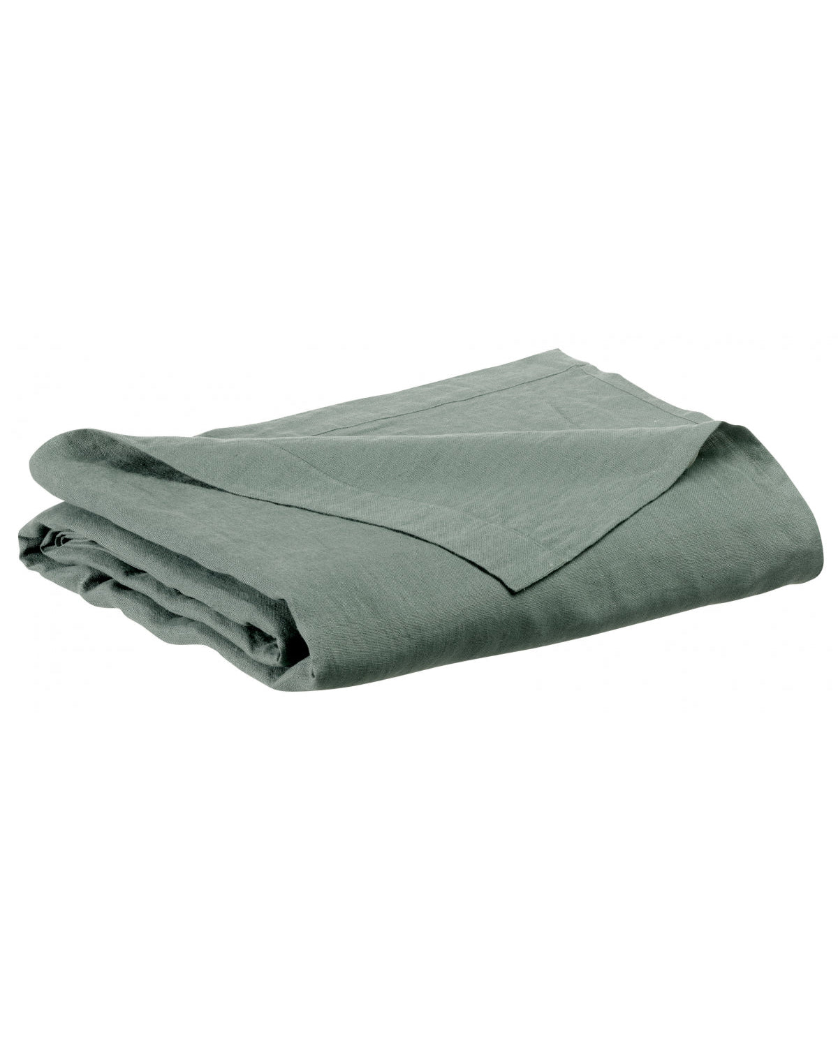 Zeff - Lenzuolo piatto in lino stonewashed verde timo, 240 X 300