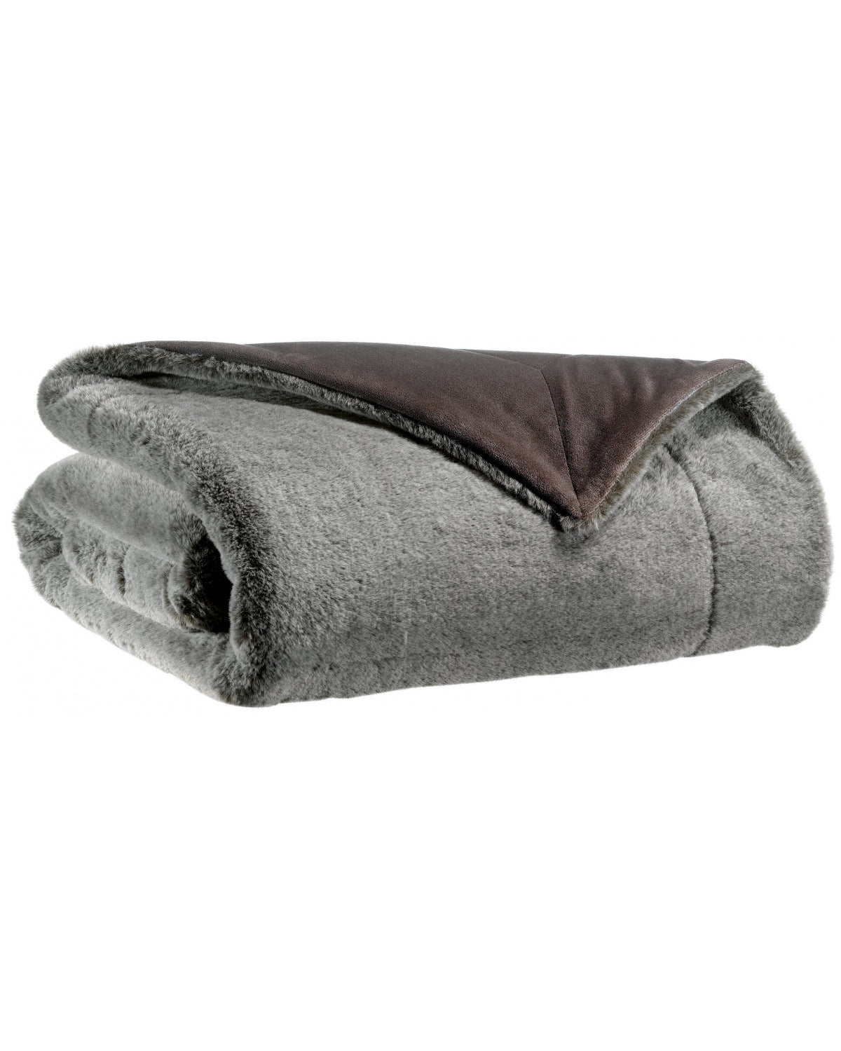 Kinta Cacao - plaid bicolore in pelliccia sintetica, 130 X 160