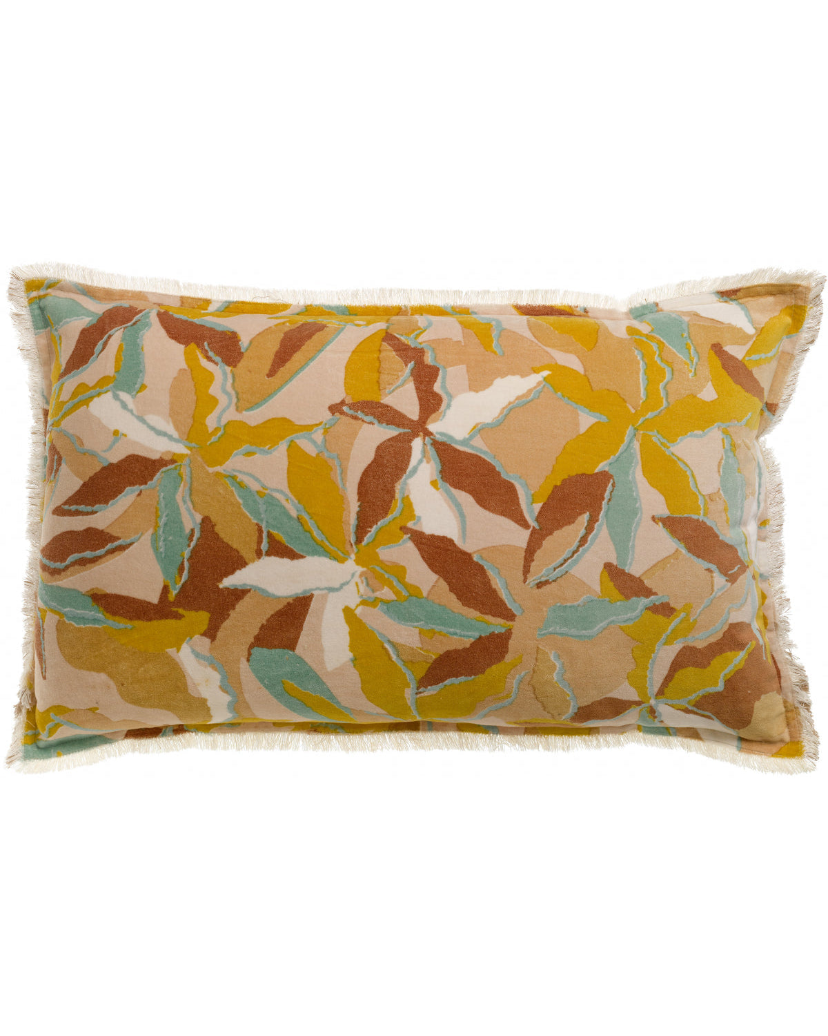 Alina - cuscino in velluto fantasia foliage arancio,  40 X 65