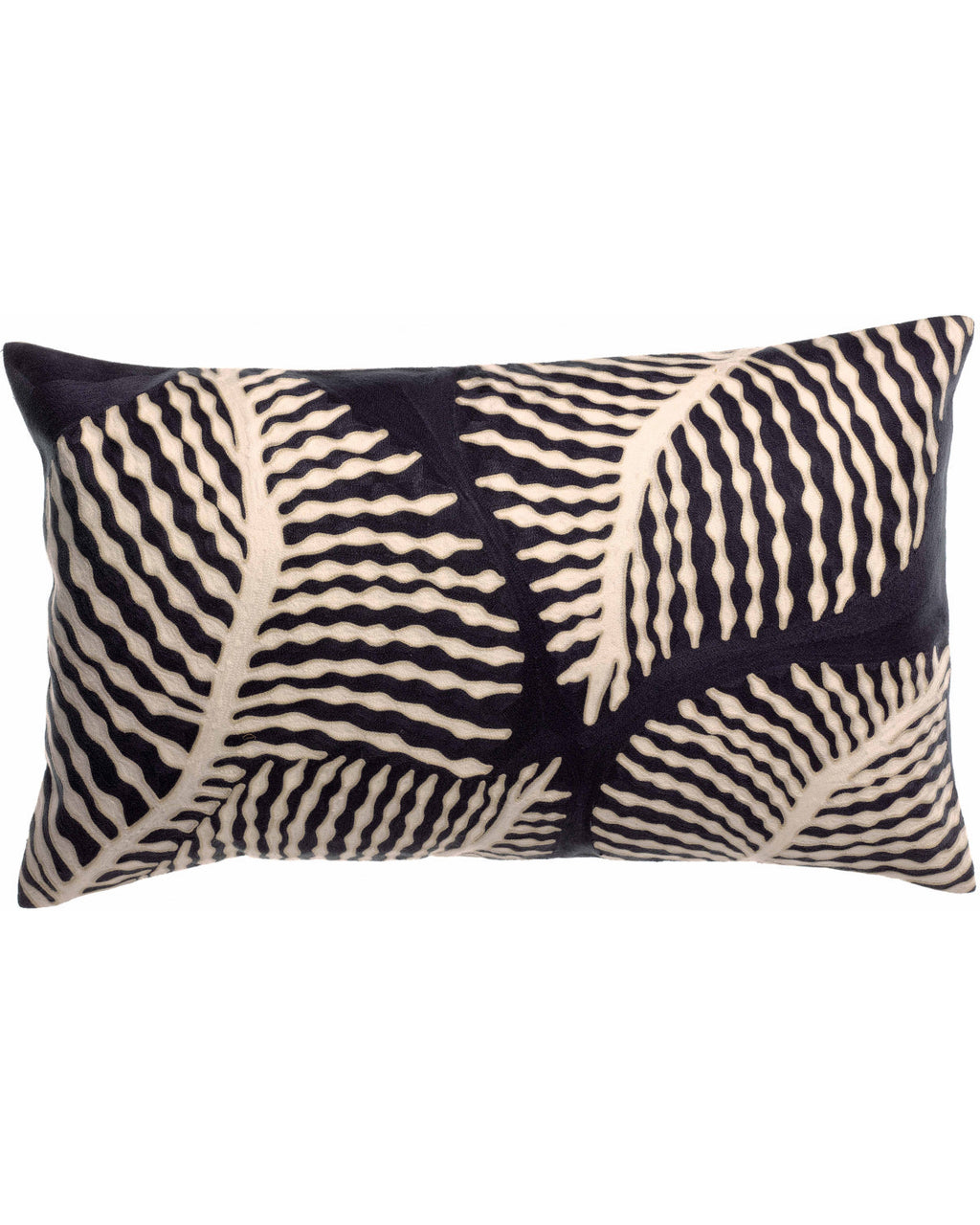 Flora - Cuscino ricamato blu scuro, 40 X 65