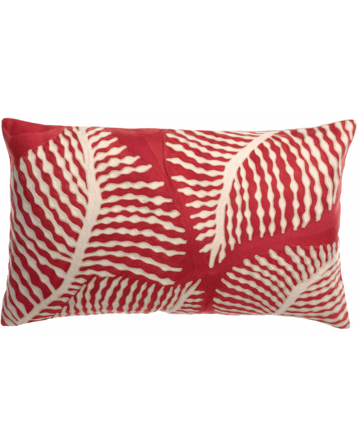 Flora - Cuscino ricamato rosso, 40 X 65