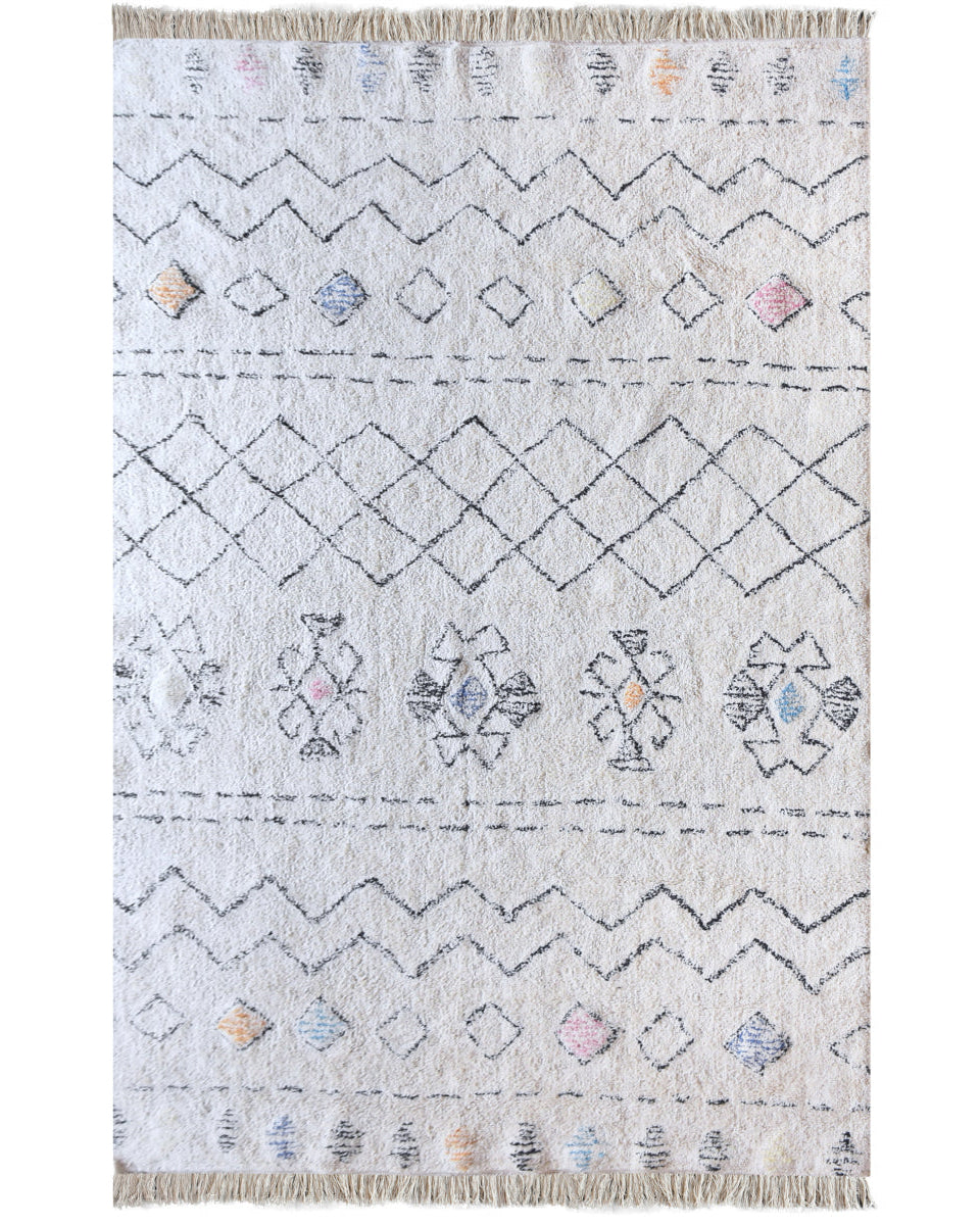 Seabert - tappeto bianco avorio con motivi multicolore 120 X 180