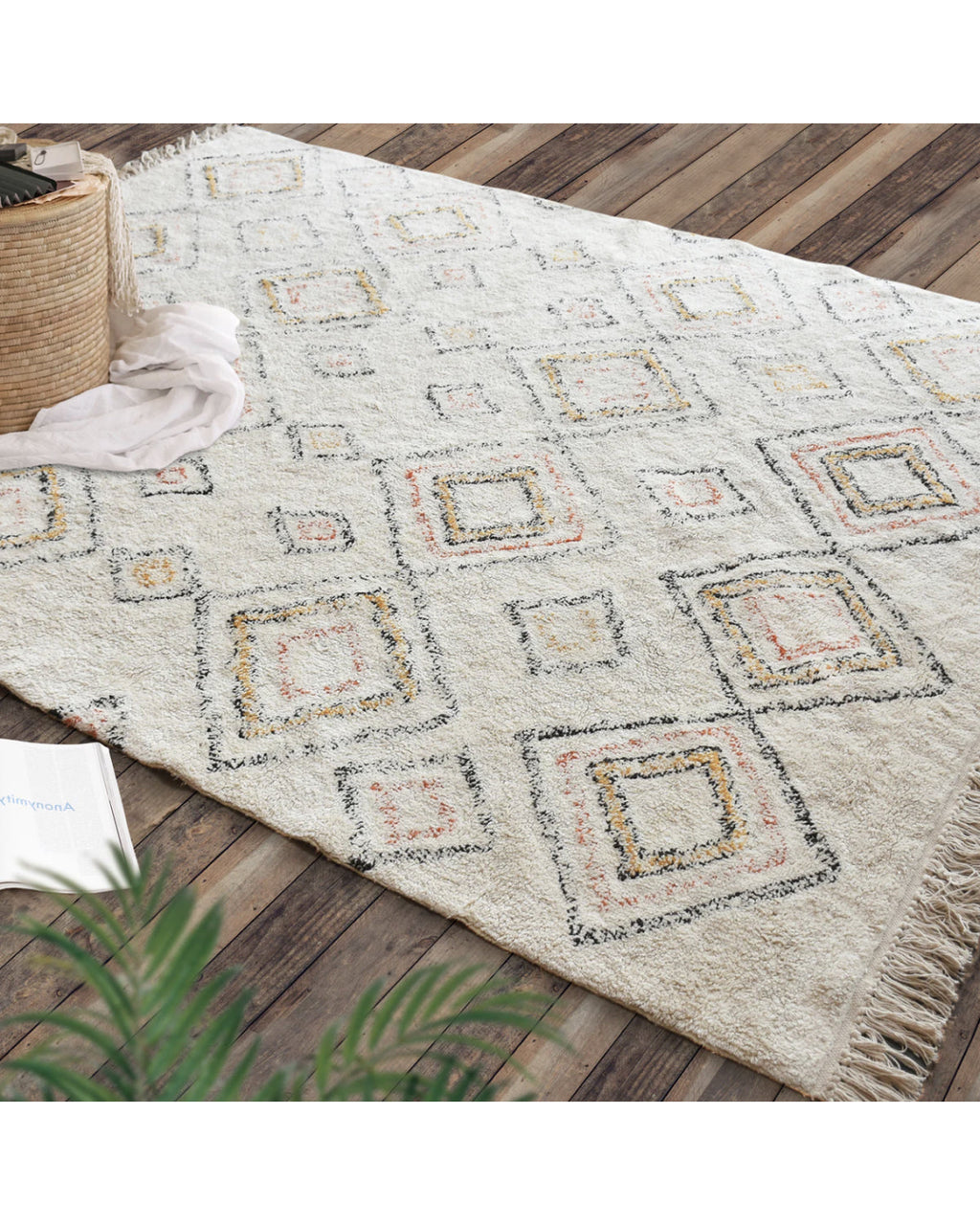 Salford - Tappeto avorio con rombi multicolore 120 X 180