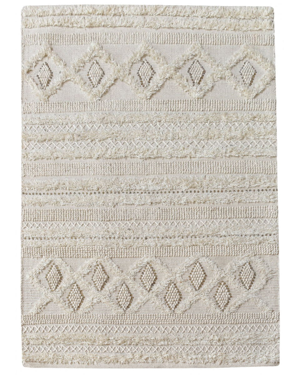 Hawley - Tappeto in lana bianco avorio 160 X 230