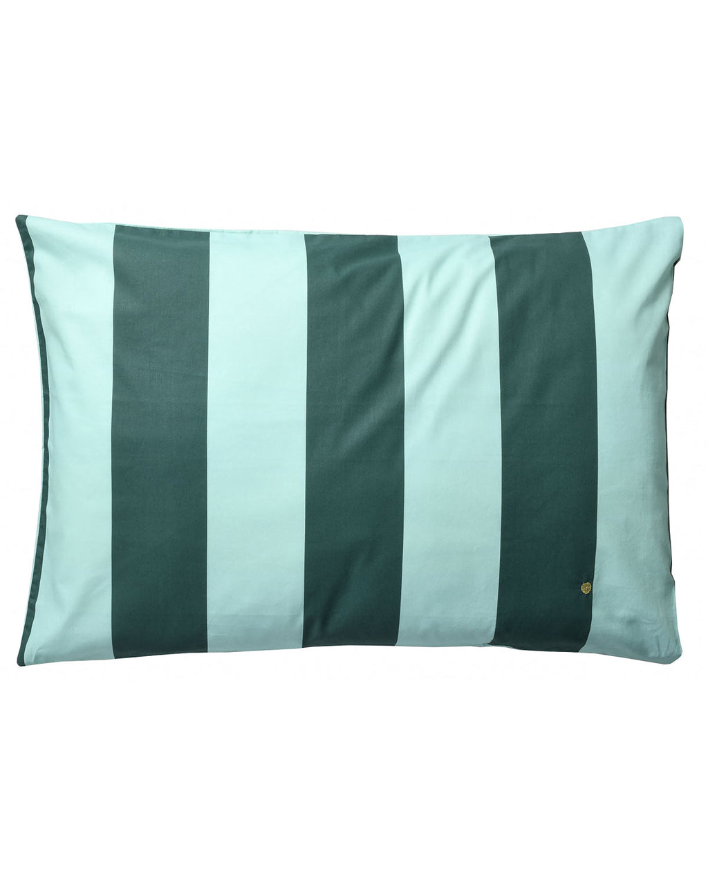 Malo - Federa in cotone bio a righe celadon e verde scuro, 70 X 50