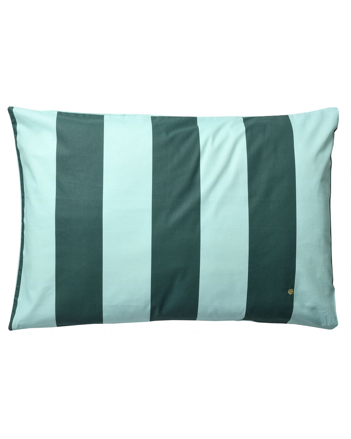 Malo - Federa in cotone bio a righe celadon e verde scuro, 70 X 50