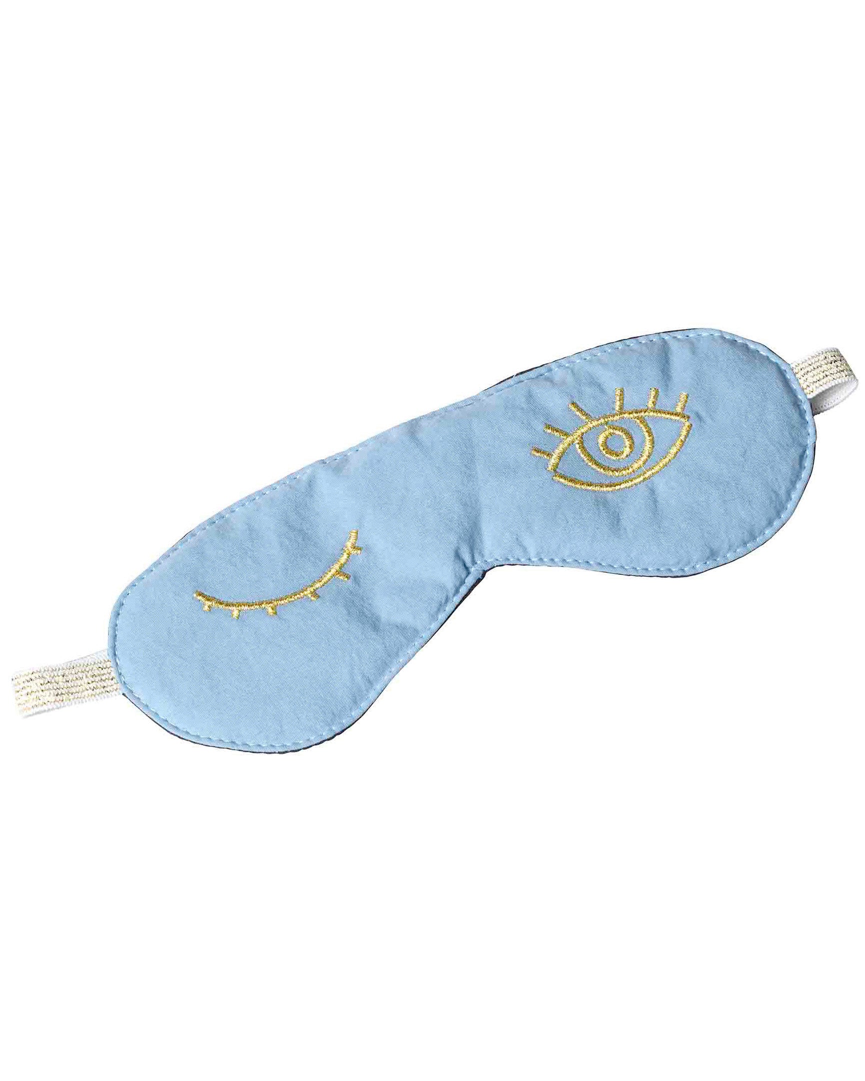 Eyes - Maschera da notte in cotone bio, azzurro