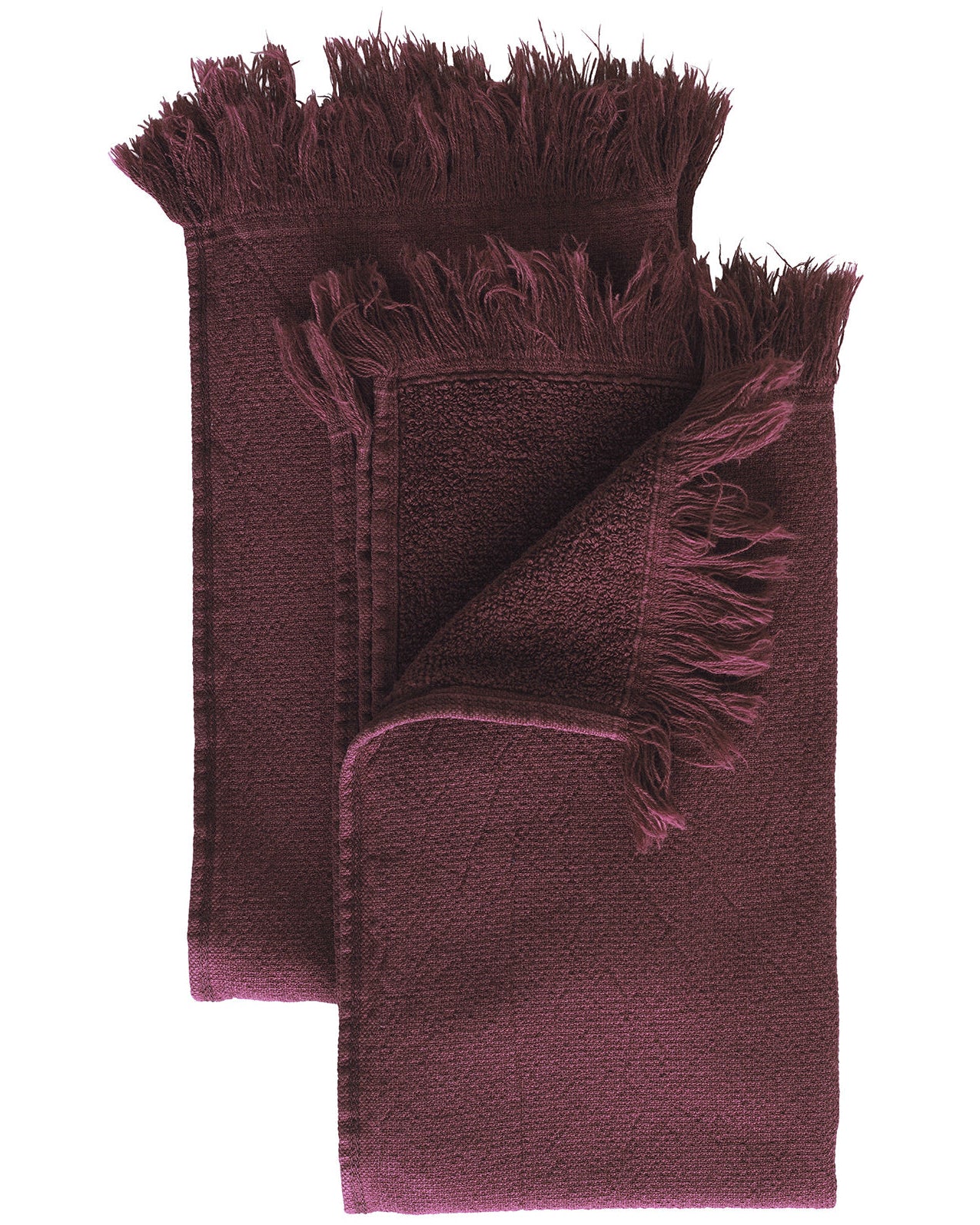 Luna - Set di 2 asciugamani ospite in cotone bio color vinaccia, 50 X 30