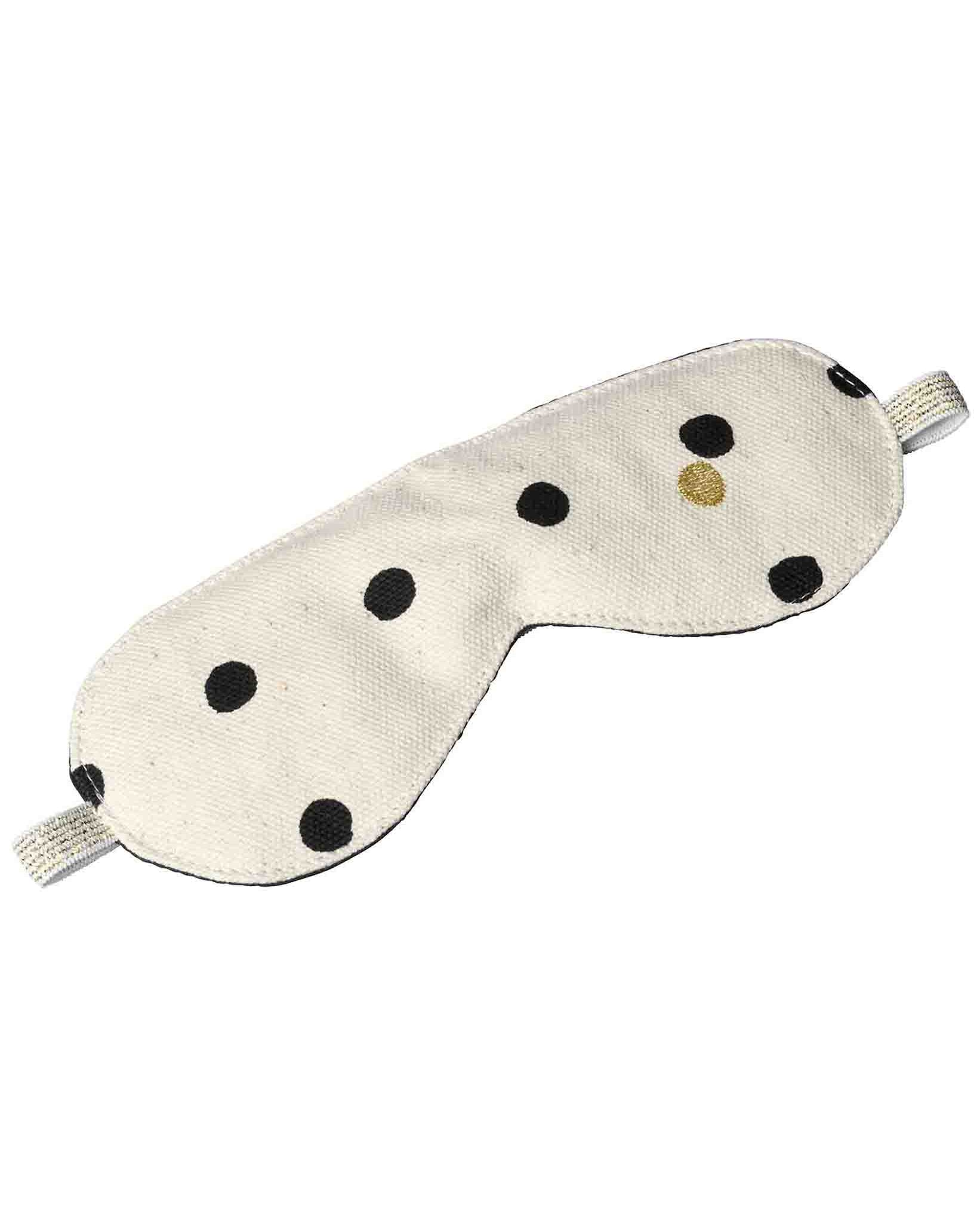 Mio - Maschera da notte in cotone bio, Écru a pois