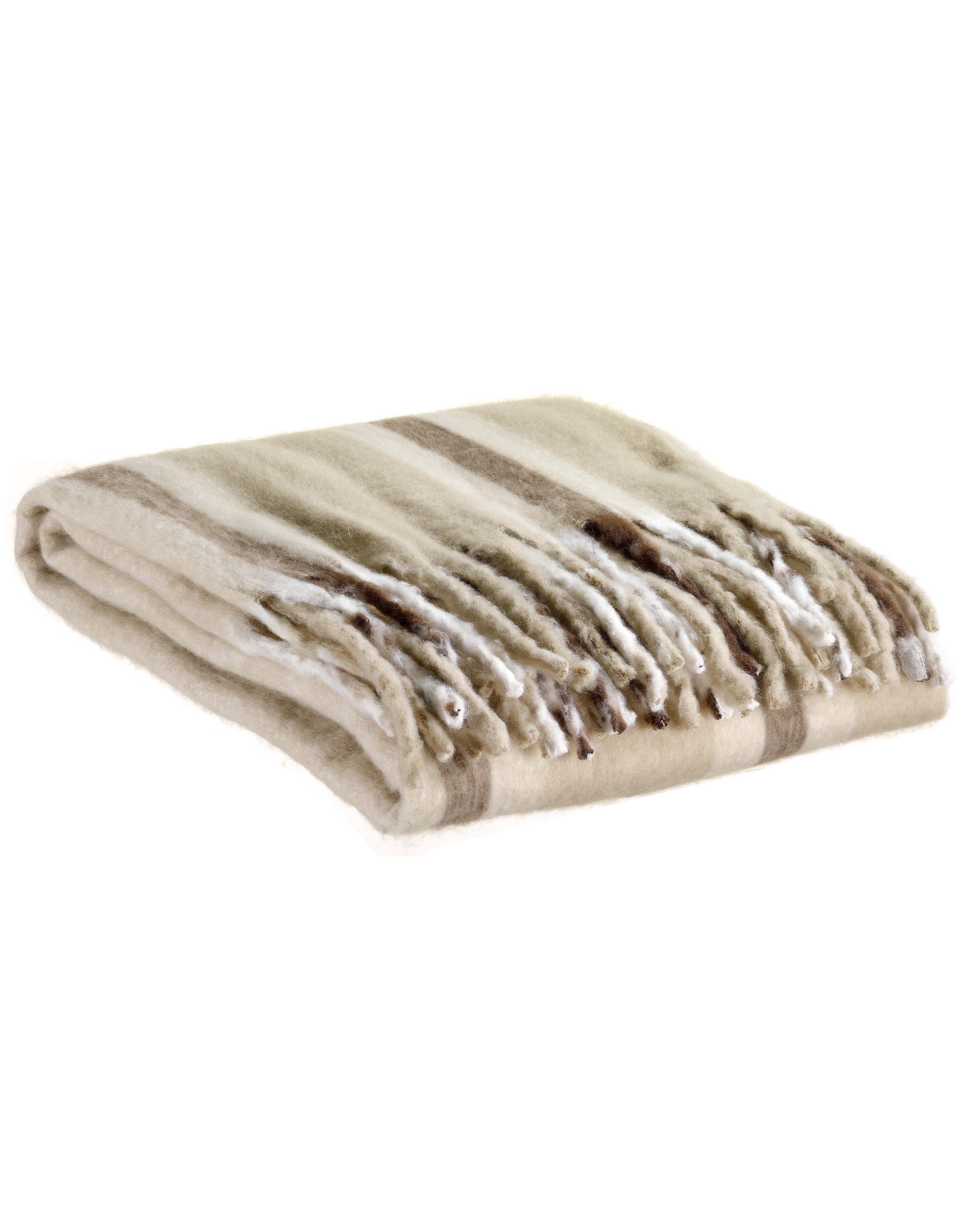 Isabel - Plaid a righe beige, 130 X 160