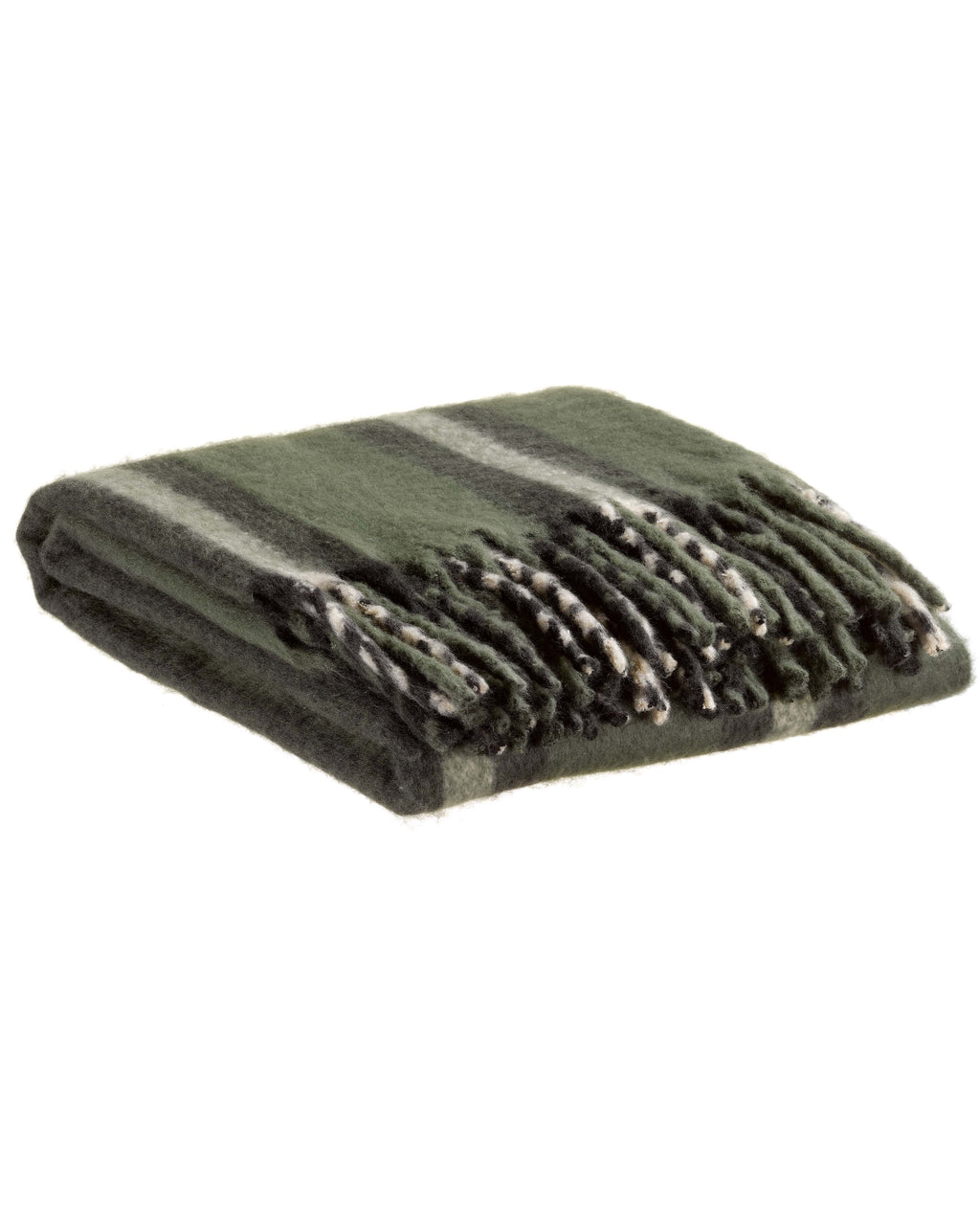 Isabel - Plaid a righe verde scuro, 130 X 160