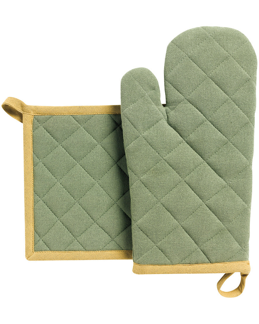 Grace - Set guanto da cucina + presina verde matcha, 15 X 32