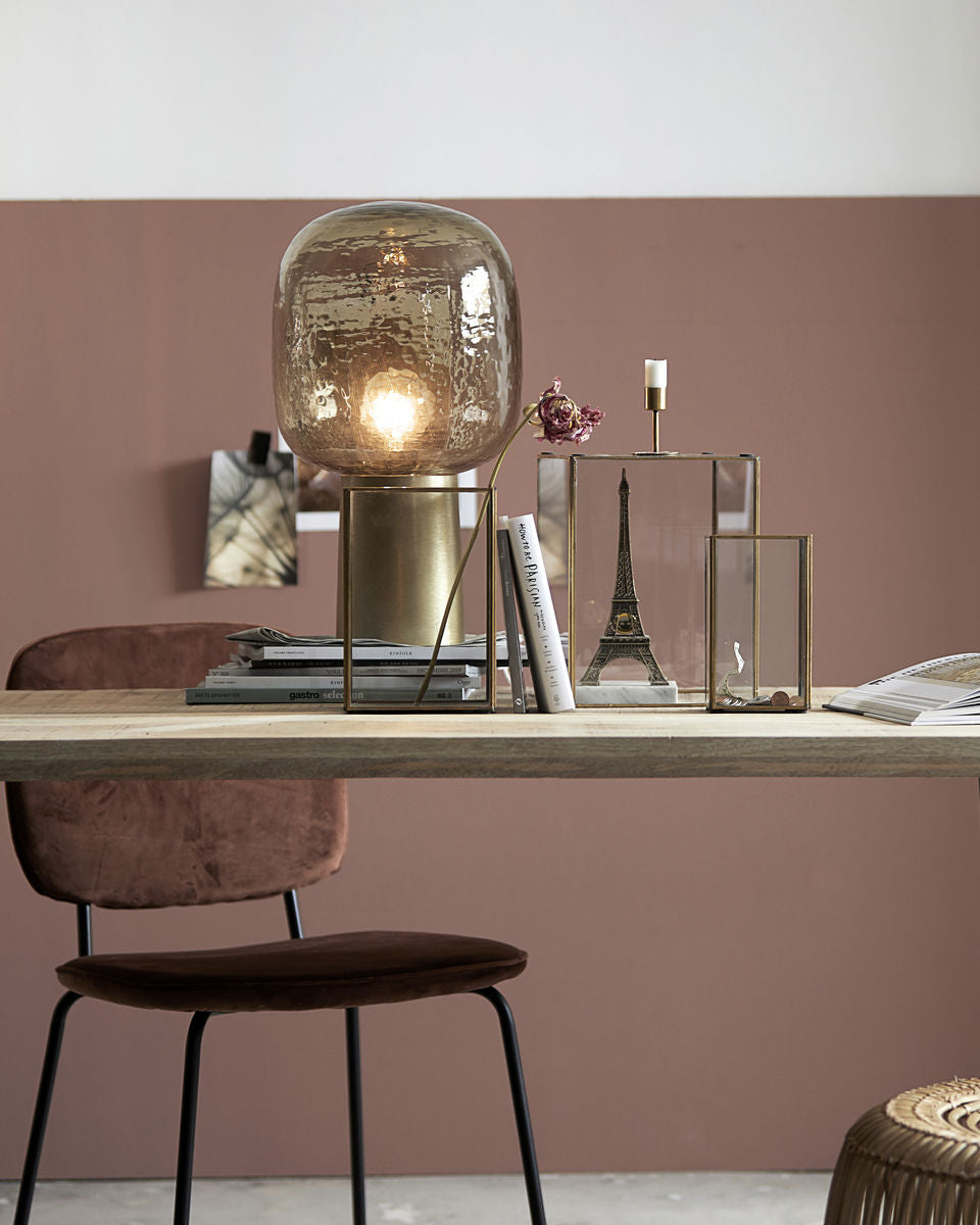 Lampada da tavolo in vetro con base in ottone